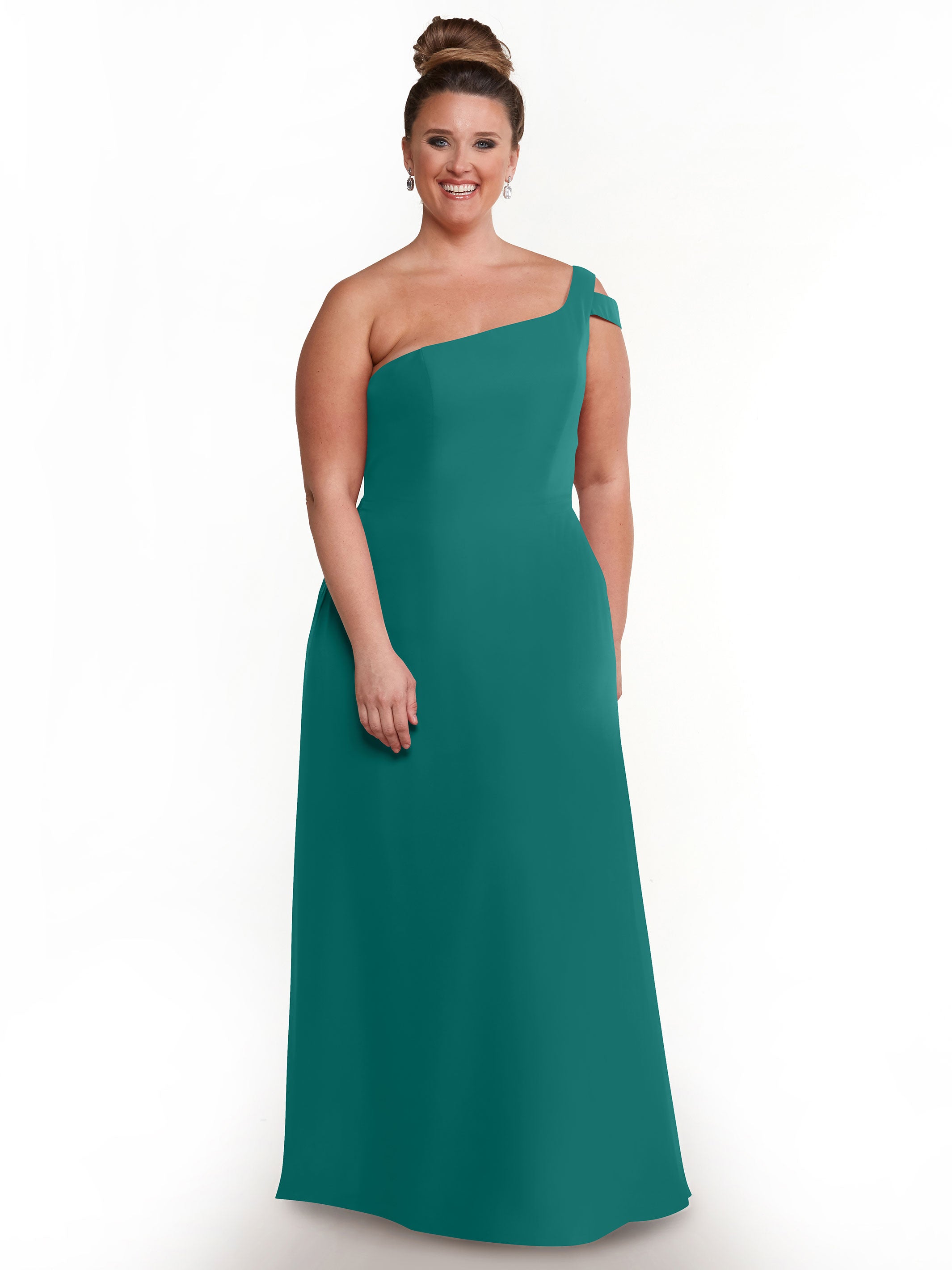 Elegant 80139 Chiffon A-Line One Shoulder Bridesmaid Dress with High Slit - Perfect for Weddings, Prom & Formal Events