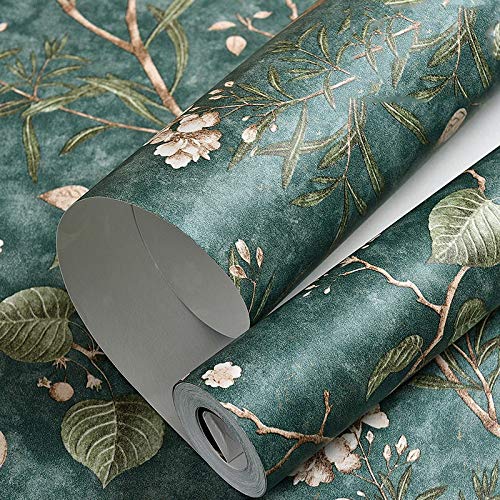Simple Modern Waterproof Retro Solid Color Non-Woven Wallpaper - Emerald Green - 10m x 53cm Roll - Perfect for Living Room & Bedroom Decor - DIY Home Improvement & Accent Walls