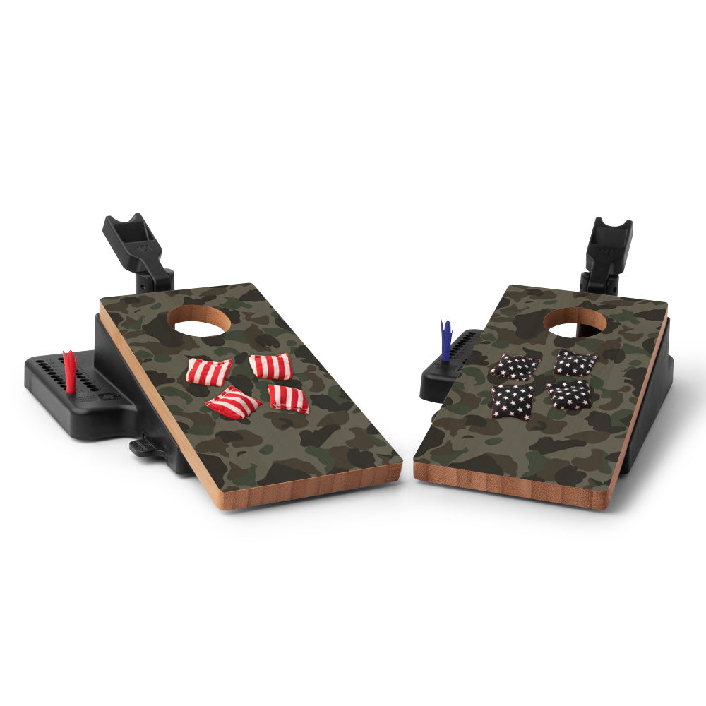 Duck Hunting Camo Double Chuck Mini Cornhole Tabletop Game - Portable Indoor/Outdoor Cornhole Set for Parties, Tailgating & Family Game Night
