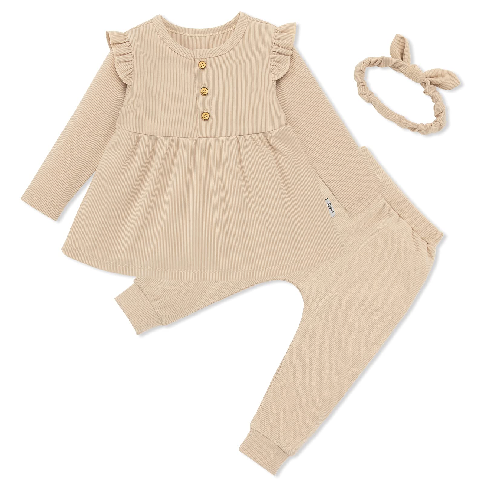 **Adorable Toddler Baby Girl Outfit Set - Long Sleeve Ruffle Top & Floral Pants with Headband - Fall Winter Clothes for Girls - Perfect for Holidays, Parties & Family Photos**