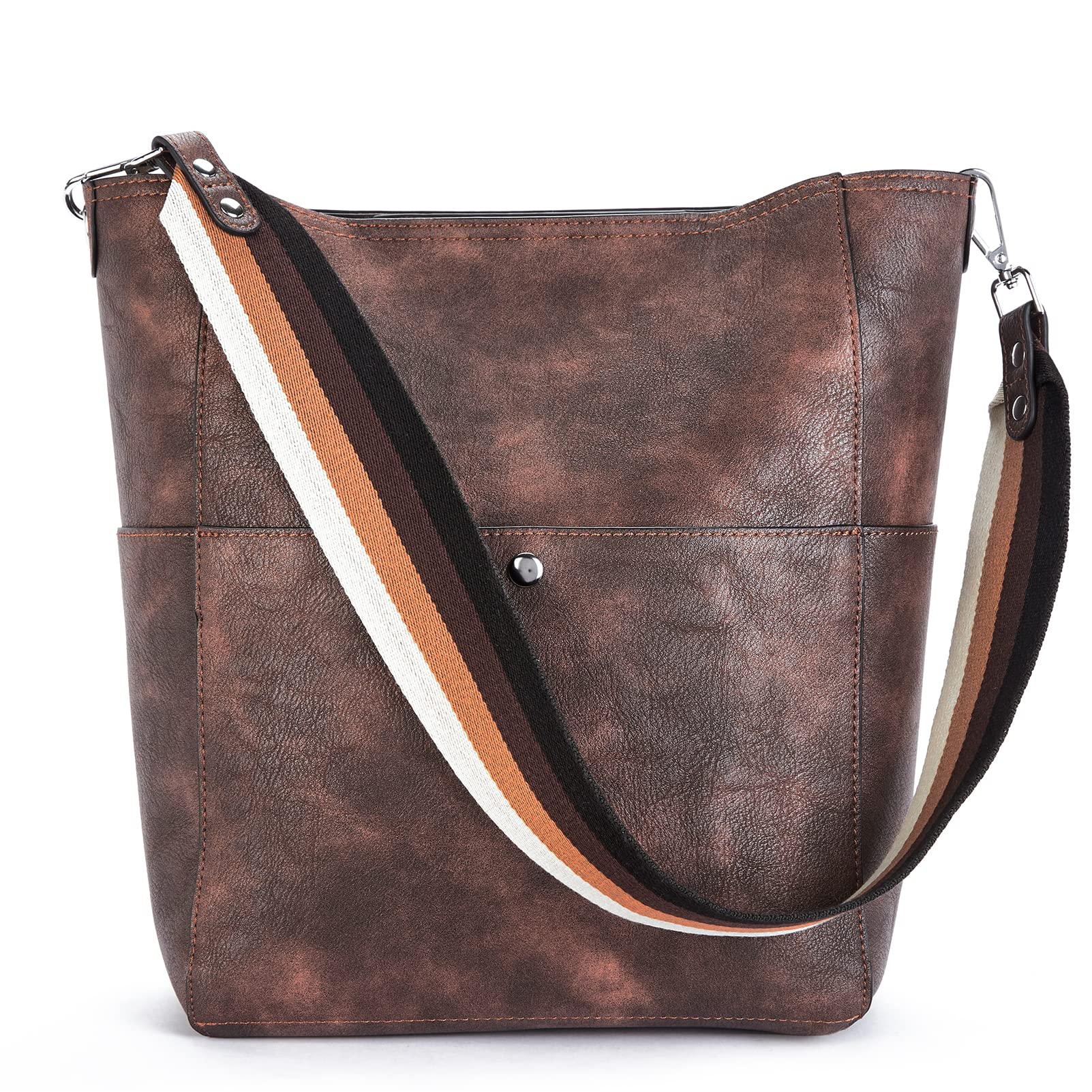 BROMEN Leather Hobo Handbag for Women - Crossbody Purse for Daily Use