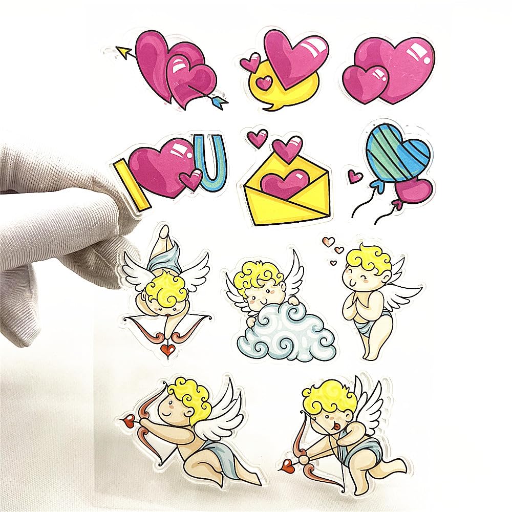 Love Cupid Clear Stamps - Valentine's Day Silicone Stamps with Sentiments & Arrow Patterns for DIY Holiday Cards, Scrapbooking, Album Decorations - Perfect for Wedding Invitations, Love Letters & Craft Projects