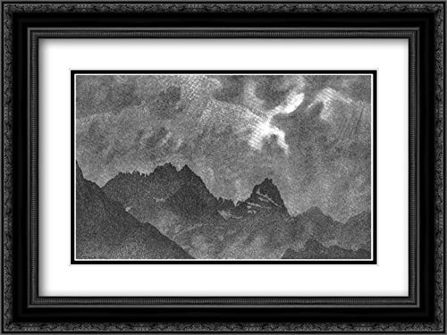 Theodor Severin Kittelsen Northern Lights 24x18 Black Ornate Framed Art Print with Double Mat - Gothic Home Decor, Office Wall Art, Gift for Art Lovers