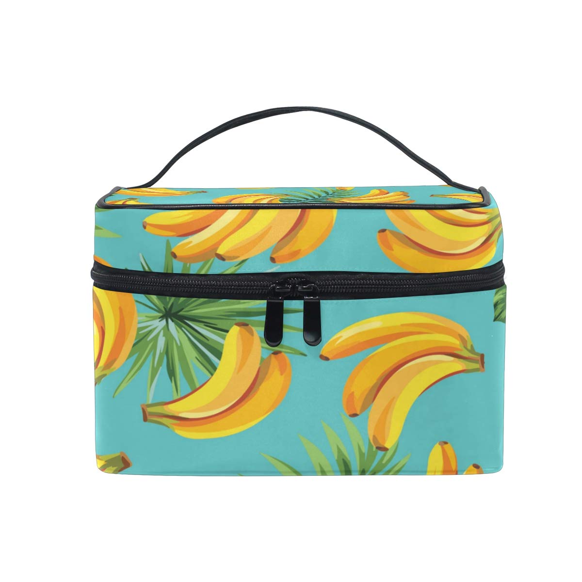 Blueangle Large Waterproof Cosmetic & Toiletry Travel Bag - Cute Makeup Organizer with Banana Palm Leaf Design for Women | Perfect for Vacation, Gym, Beach & Weekend Getaways