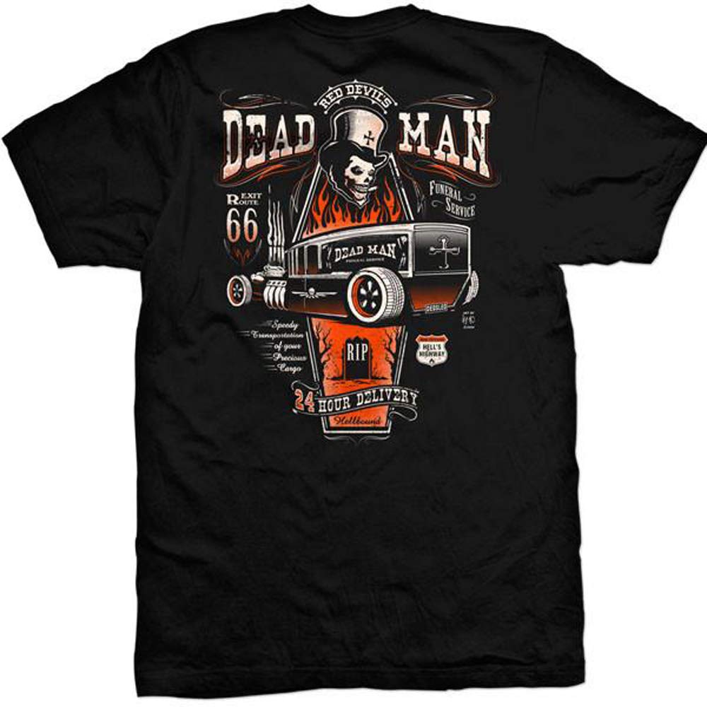 RED DEVIL CLOTHING Men's Gothic Dead Man Back Print T-Shirt | Vintage Horror Graphic Tee | Perfect for Halloween, Cosplay & Alternative Fashion
