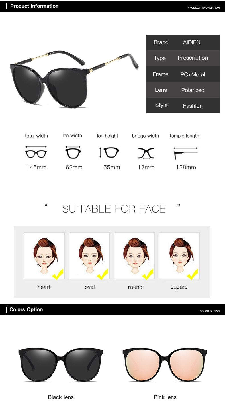 Aidien Women's Full Rim Polycarbonate Oval Reading Glasses with Sunglasses B350 - Stylish Eyewear for Reading & Outdoor Activities