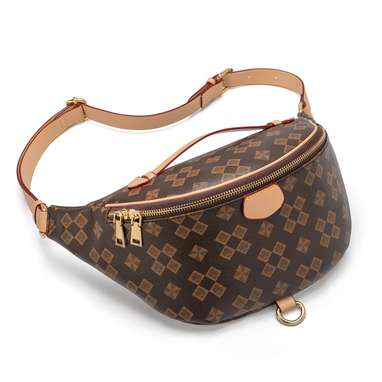 Trendy Checkered Crossbody Sling Bag for Women - Adjustable Strap Fanny Pack with Large Opening & Two-Way Zipper - Chest Bag for Daily Use, Shopping & Travel (Brown) - Perfect for Errands, Commuting & Outdoor Adventures