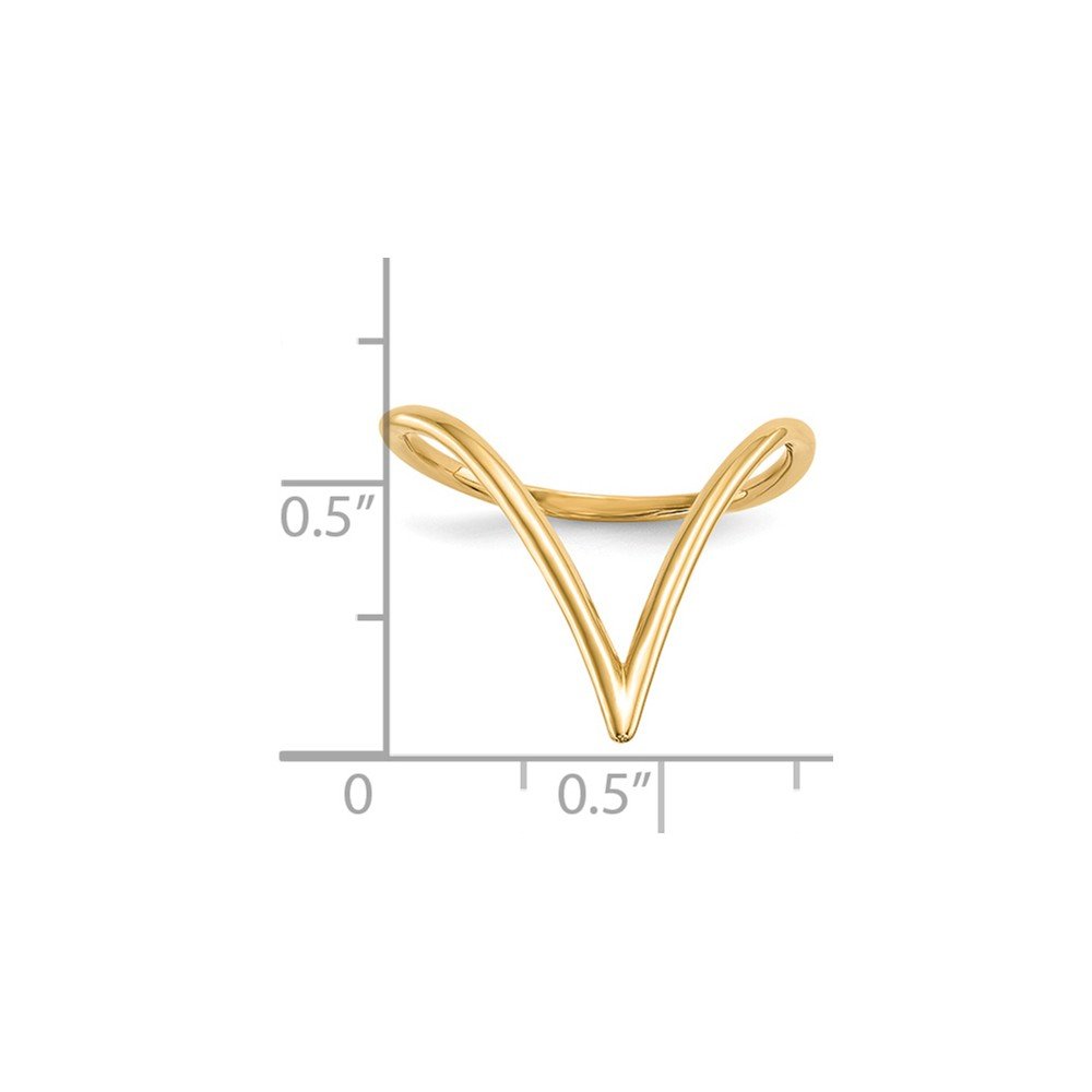 14K Yellow Gold Chevron Shaped Ring for Women - Elegant Geometric Jewelry for Everyday Wear & Special Occasions