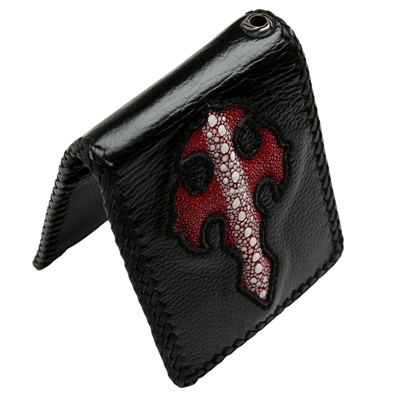 Premium Red Cross Stingray Leather Biker Wallet for Men - Durable RFID Blocking Motorcycle Wallet - Perfect for Bikers, Travel & Everyday Use