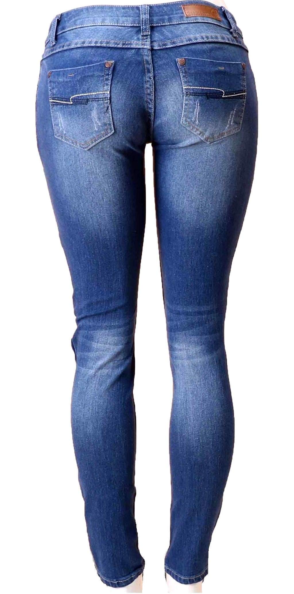 Women's Distressed Ripped Skinny Jeans - Stretch Denim Pants in Blue for Casual Wear & Street Style | Perfect for Everyday Outfits, Parties & Date Nights
