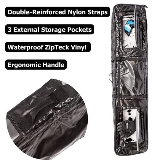 Durable Waterproof Double Ski Bag with Wheels - 180/200cm Capacity for Ski & Snowboard Equipment Storage - Travel Gear Organizer for Skiers - 3 Year Warranty - Perfect for Air Travel & Winter Sports Trips