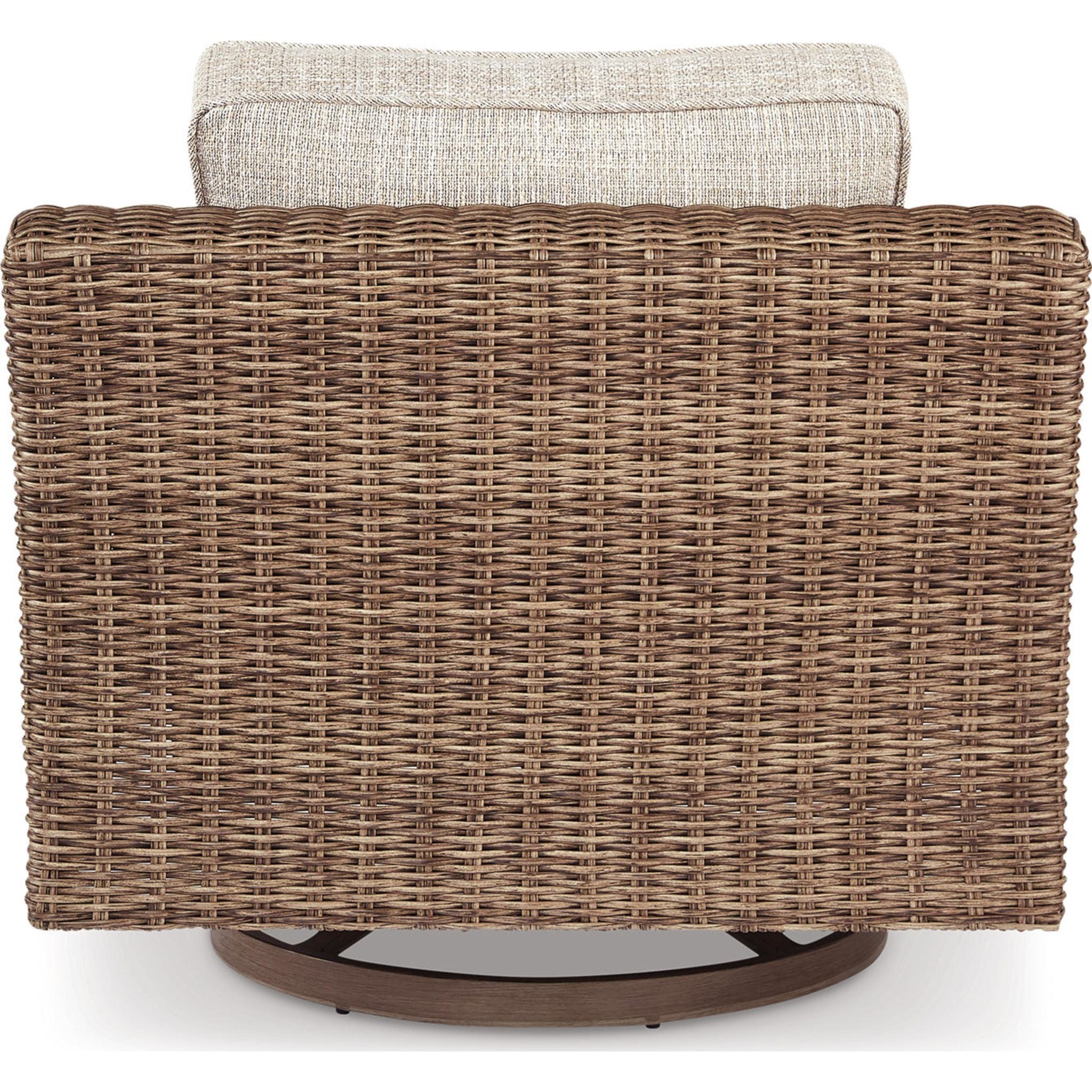 Beachcroft Outdoor Swivel Lounge Chair with Cushion - White/Beige - Perfect for Patio, Poolside, Garden & Backyard Relaxation