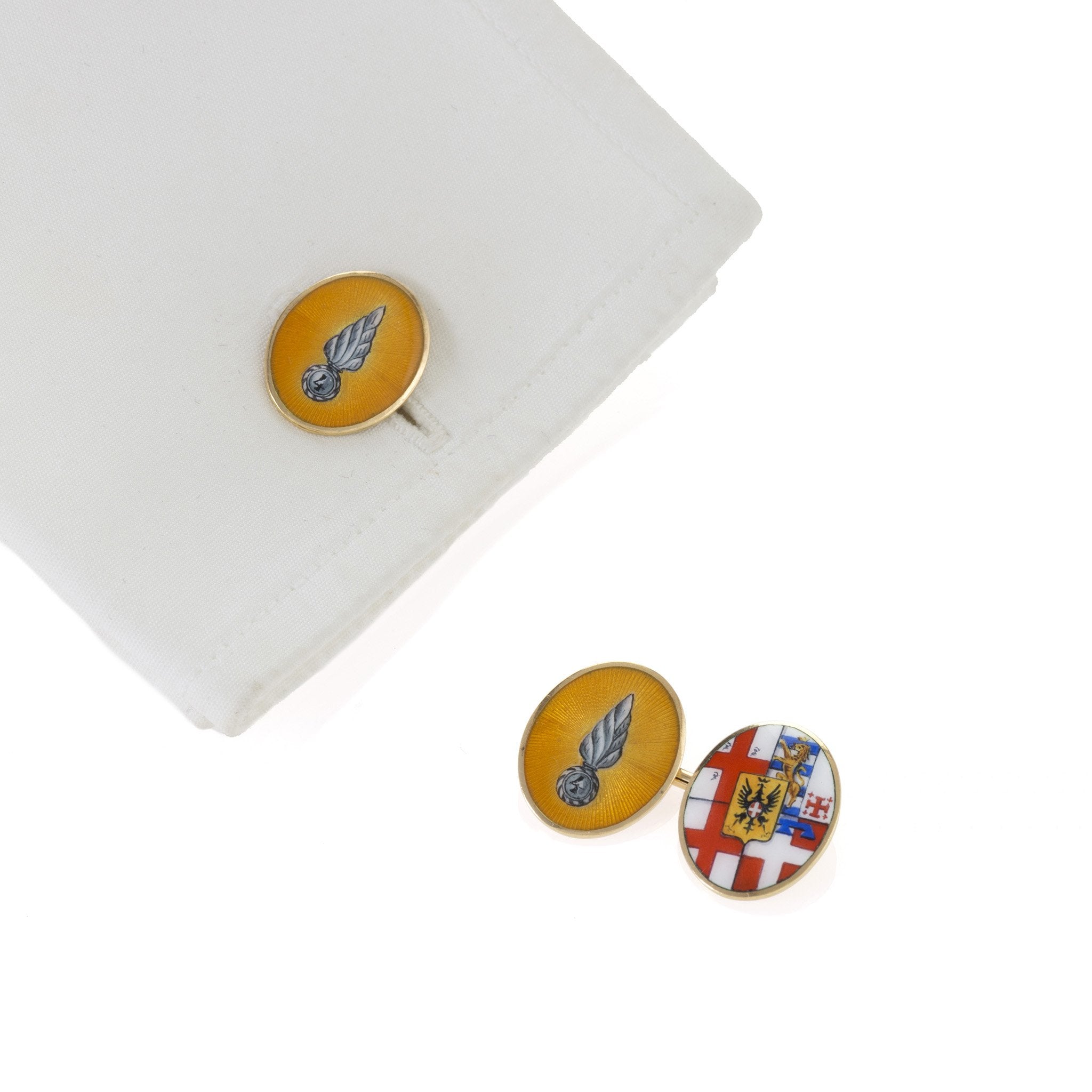 Granero Torino Heraldic Enamel Cufflinks for Men - Elegant Dress Shirt Accessories for Weddings, Business & Formal Occasions