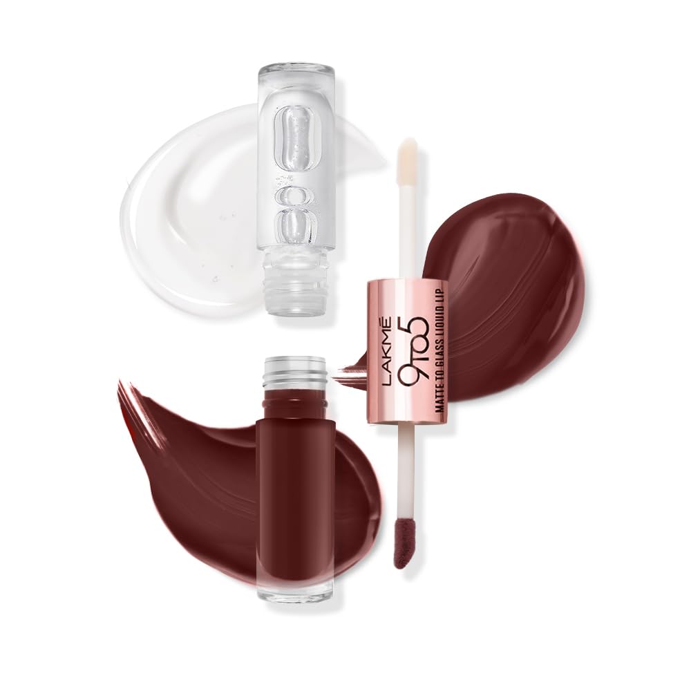 LAKMÉ 9 To 5 Matte To Glass Liquid Lipstick - Long Lasting Matte & Glossy Finish Lip Color for Day to Night Wear - Perfect for Office, Parties & Special Occasions