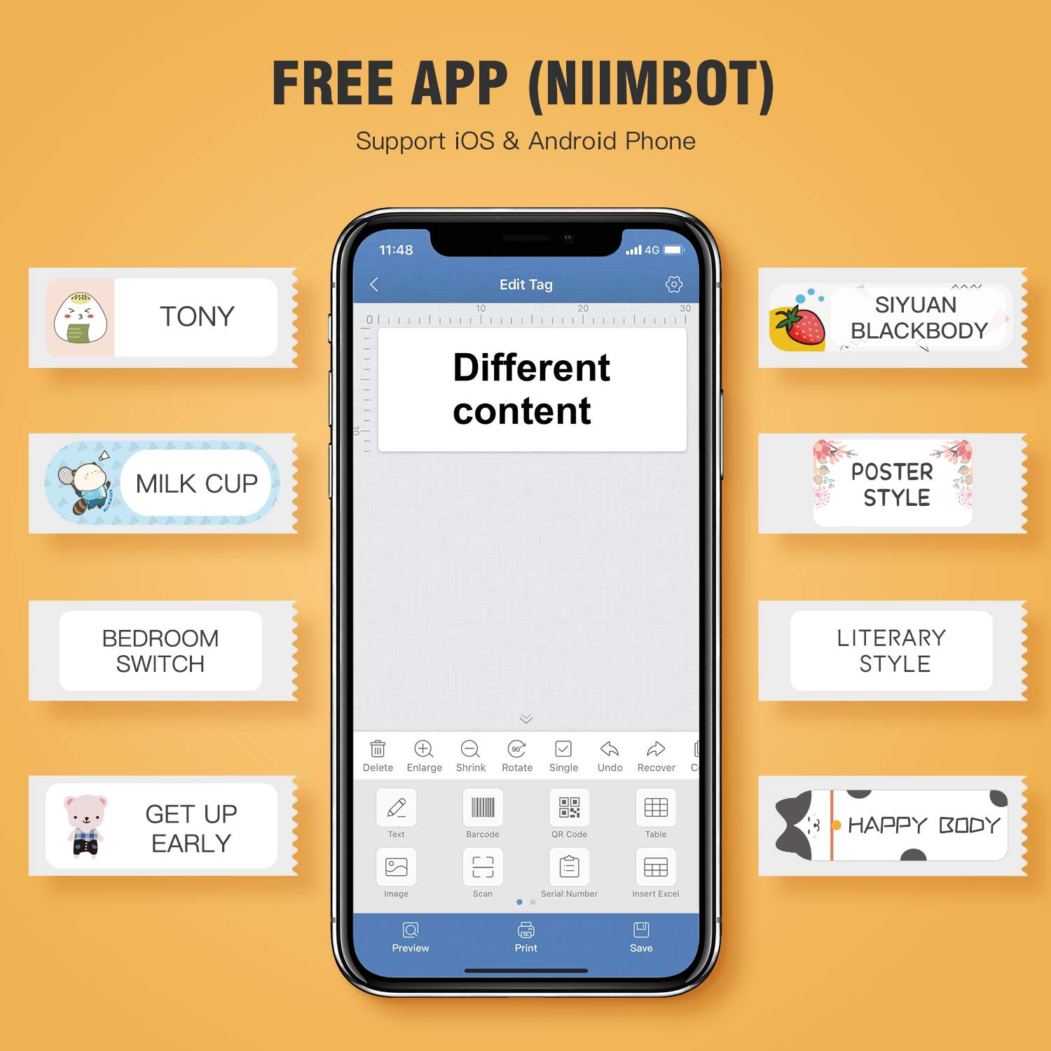 NIIMBOT D11 Portable Label Maker with Tape - Black | Ideal for Home, Office & School Organization | Perfect for Labeling Files, Storage Boxes & Supplies