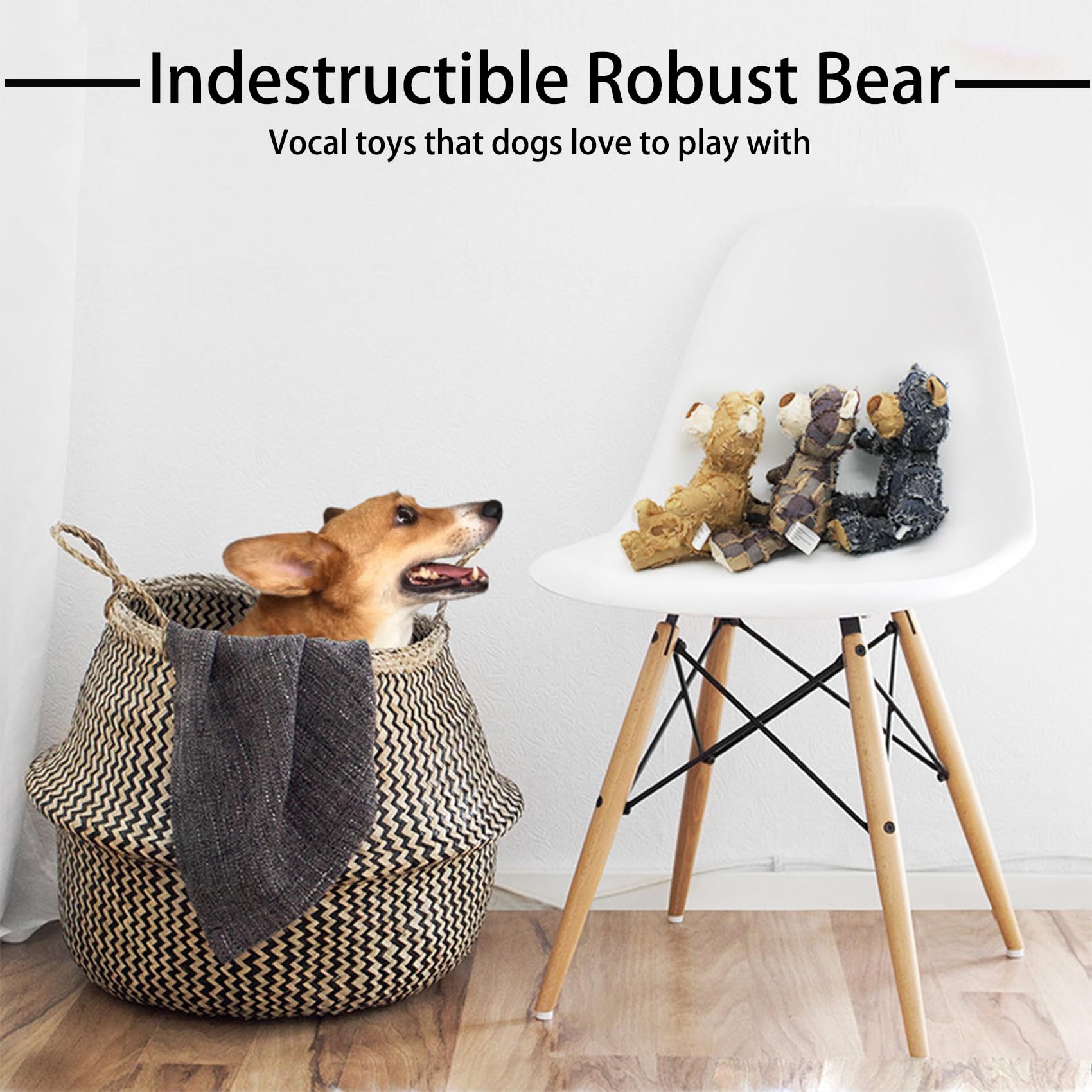 2024 Indestructible Squeaky Dog Toys - Ultra Durable Chew Proof Interactive Puppy Toy for Aggressive Chewers, Robust Bear Design (Blue) - Perfect for Playtime, Training & Anxiety Relief
