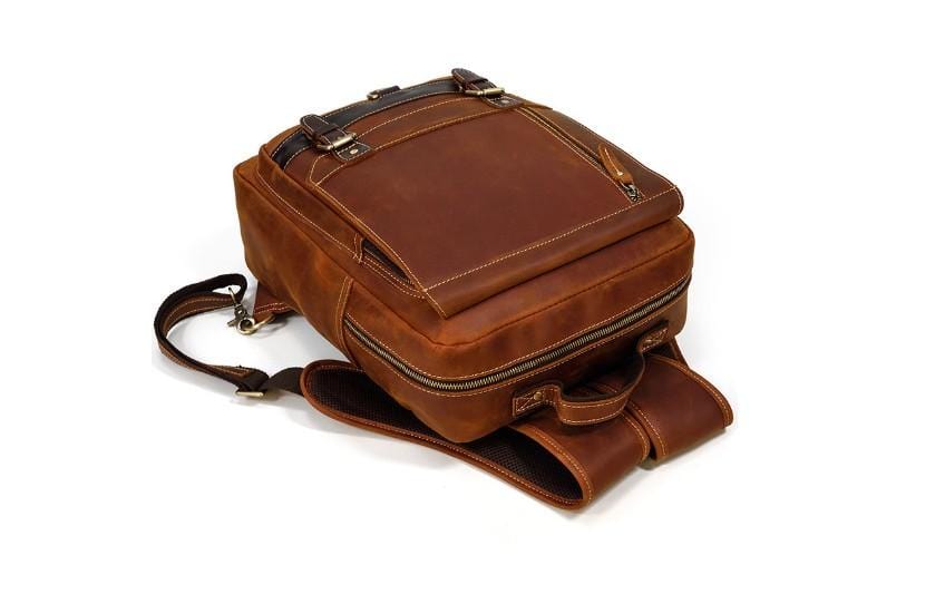 Premium Full Grain Leather Backpack for Women & Men - Durable Laptop Rucksack Purse - Perfect for Work, Travel & School