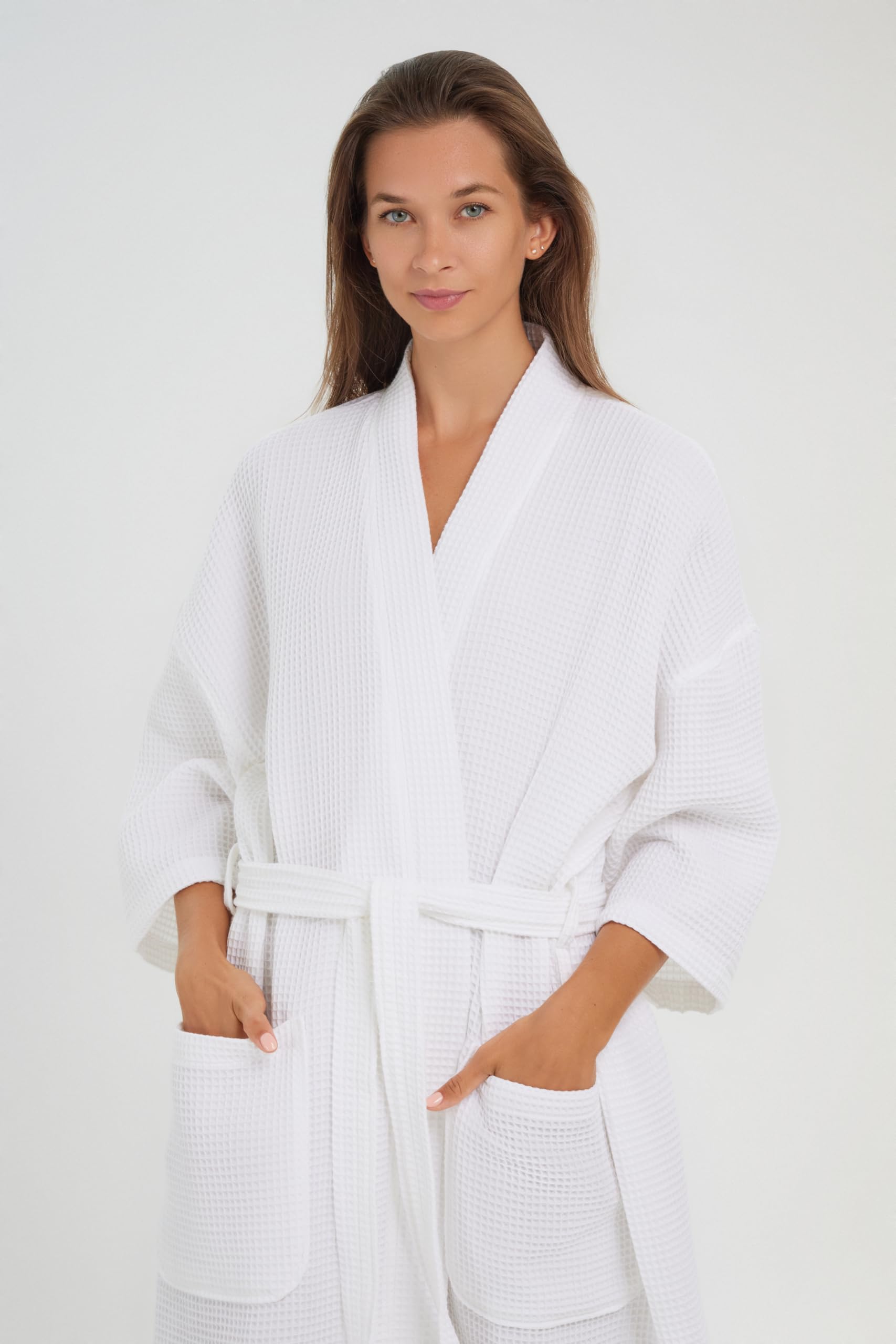 Luxury MONARCH Square Waffle Spa Kimono Robe - Ultra Soft Hotel Bathrobe for Women & Men | Perfect for Spa, Bath, Poolside & Relaxation at Home | Cypress Color