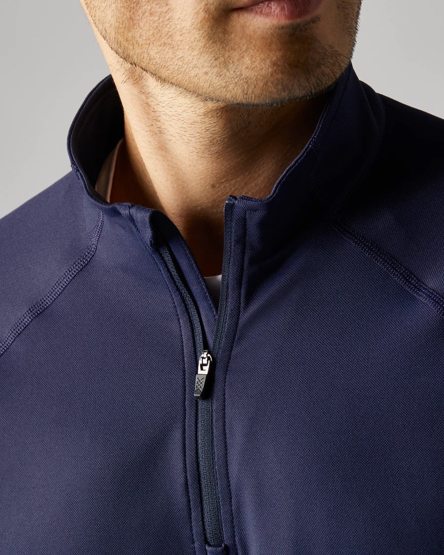 Rhone Men's Session 1/4 Zip Pullover Sweater - Navy Blue Lightweight Performance Fleece for Running, Hiking & Casual Wear