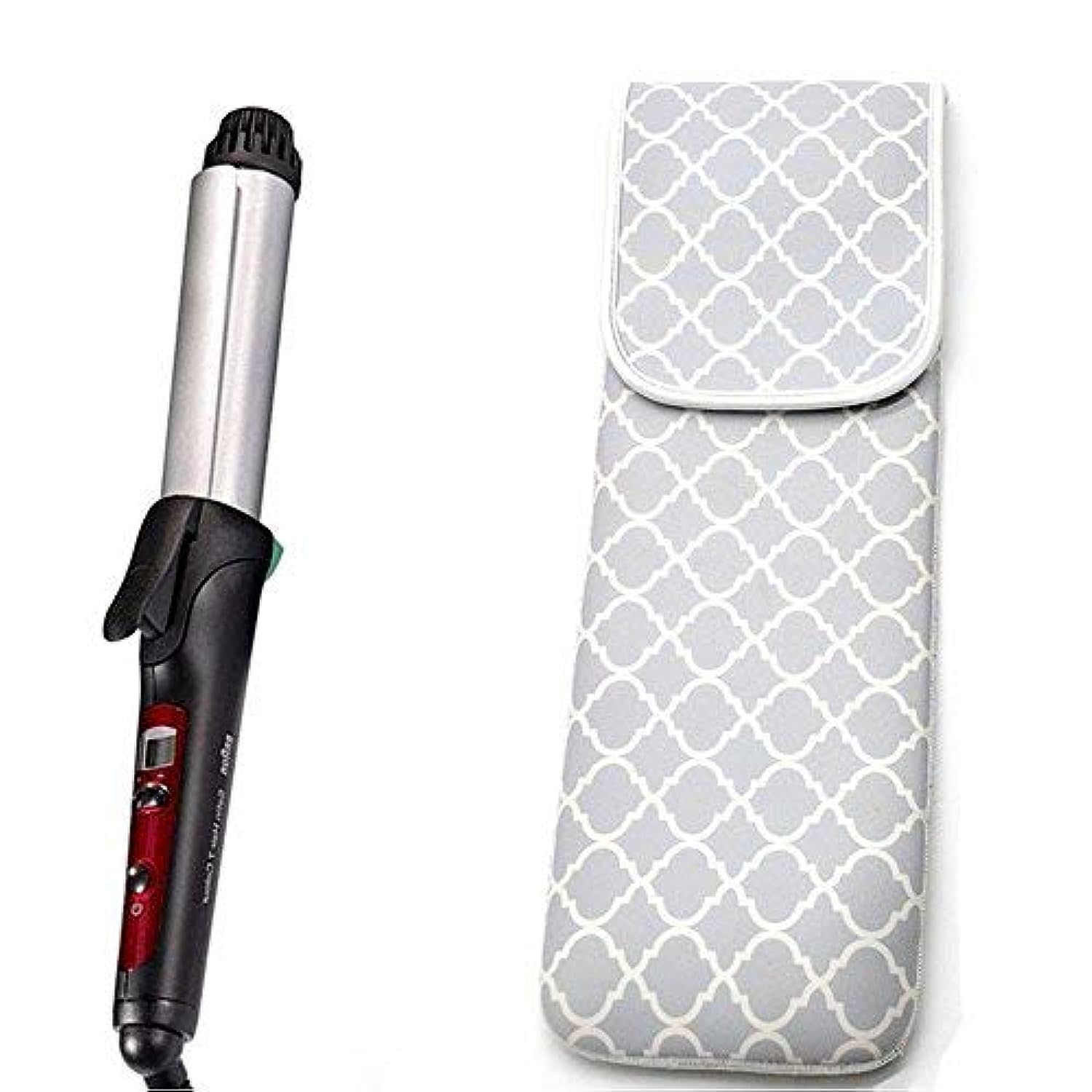 Heat Resistant Neoprene Curling Iron Holder for Women - Waterproof Travel Storage Case for Flat Irons & Curling Wands (Grey Chevron) | Perfect for Salon Stylists & Home Use, Travel Accessories for Hair Tools