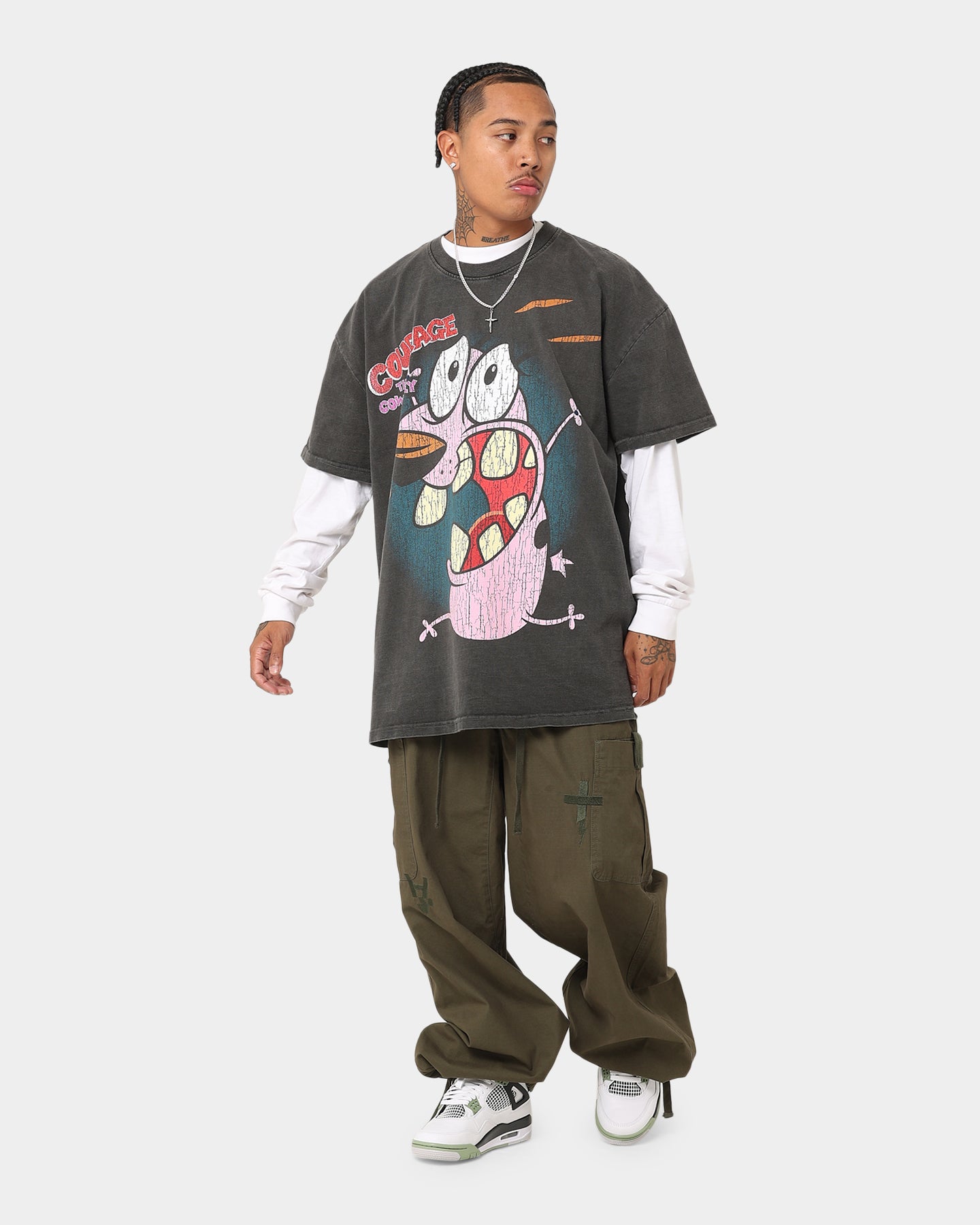 Cartoon Network Courage the Cowardly Dog Heavyweight T-Shirt - Black Wash | Vintage American Thrift Style | Perfect for Casual Wear, Cosplay & Fan Gifts