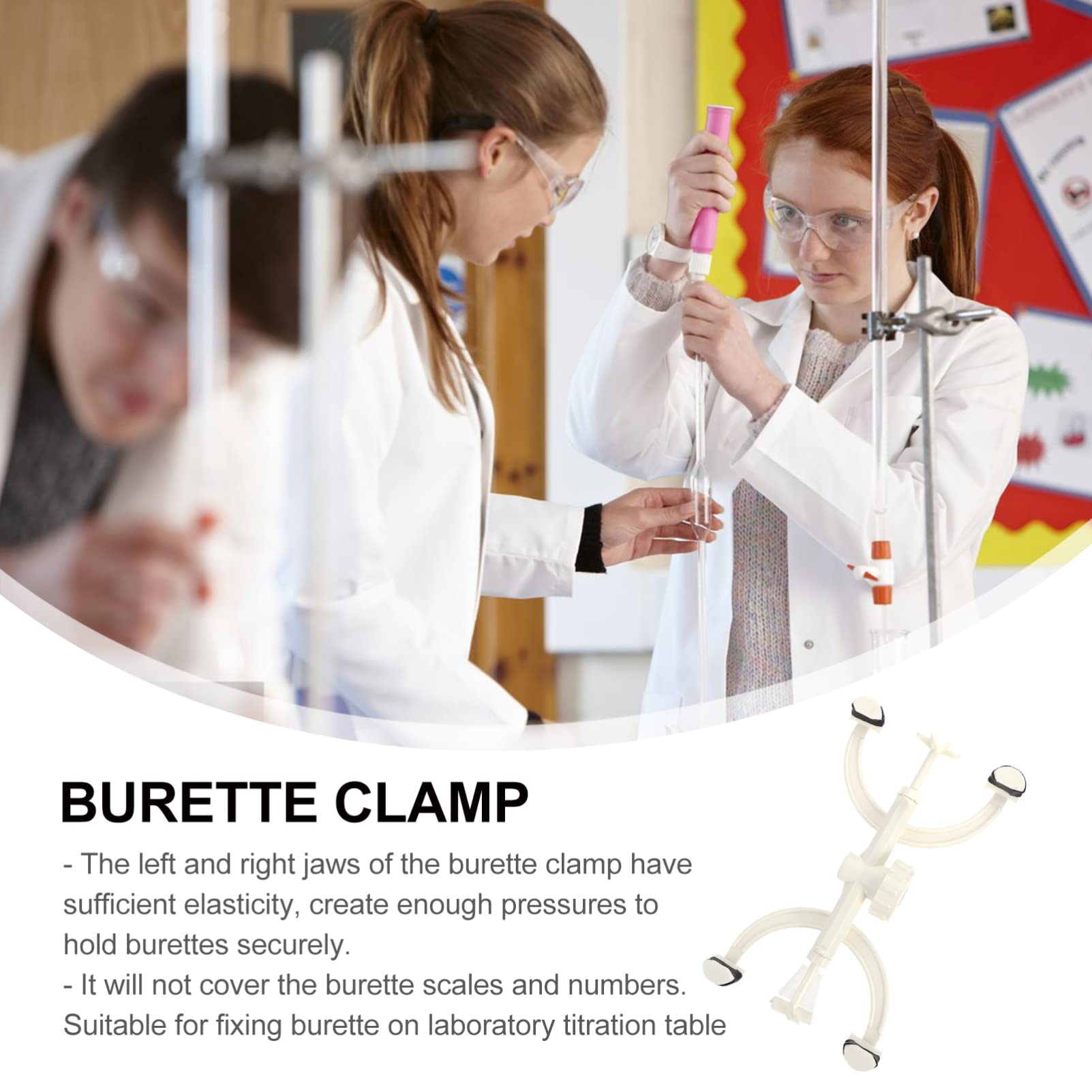 Plastic Burette Clip - Lab Titration Stand for Test Tubes & Burettes | School Chemistry Experiment Equipment | Durable American-Style Lab Clamp for Precise Liquid Measurement in Science Labs & Classroom Experiments