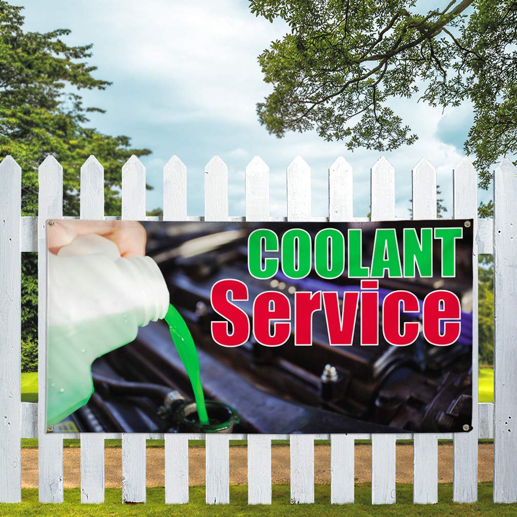 Vinyl Banner - 48x96 Inches, Weatherproof Outdoor Advertising Sign with 8 Grommets for Coolant Service, Business Promotion & Industrial Yard Use - Perfect for Events, Construction Sites & Retail Displays