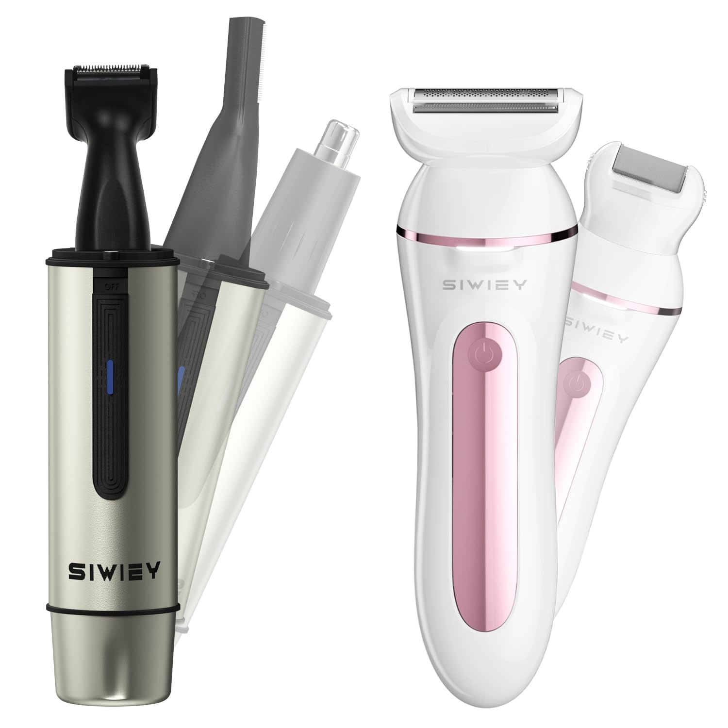 2-in-1 Electric Shaver & Nose Hair Trimmer - Rechargeable Body Groomer for Men & Women, Bikini Trimmer & Facial Hair Removal - Perfect for Travel, Gym & Personal Grooming