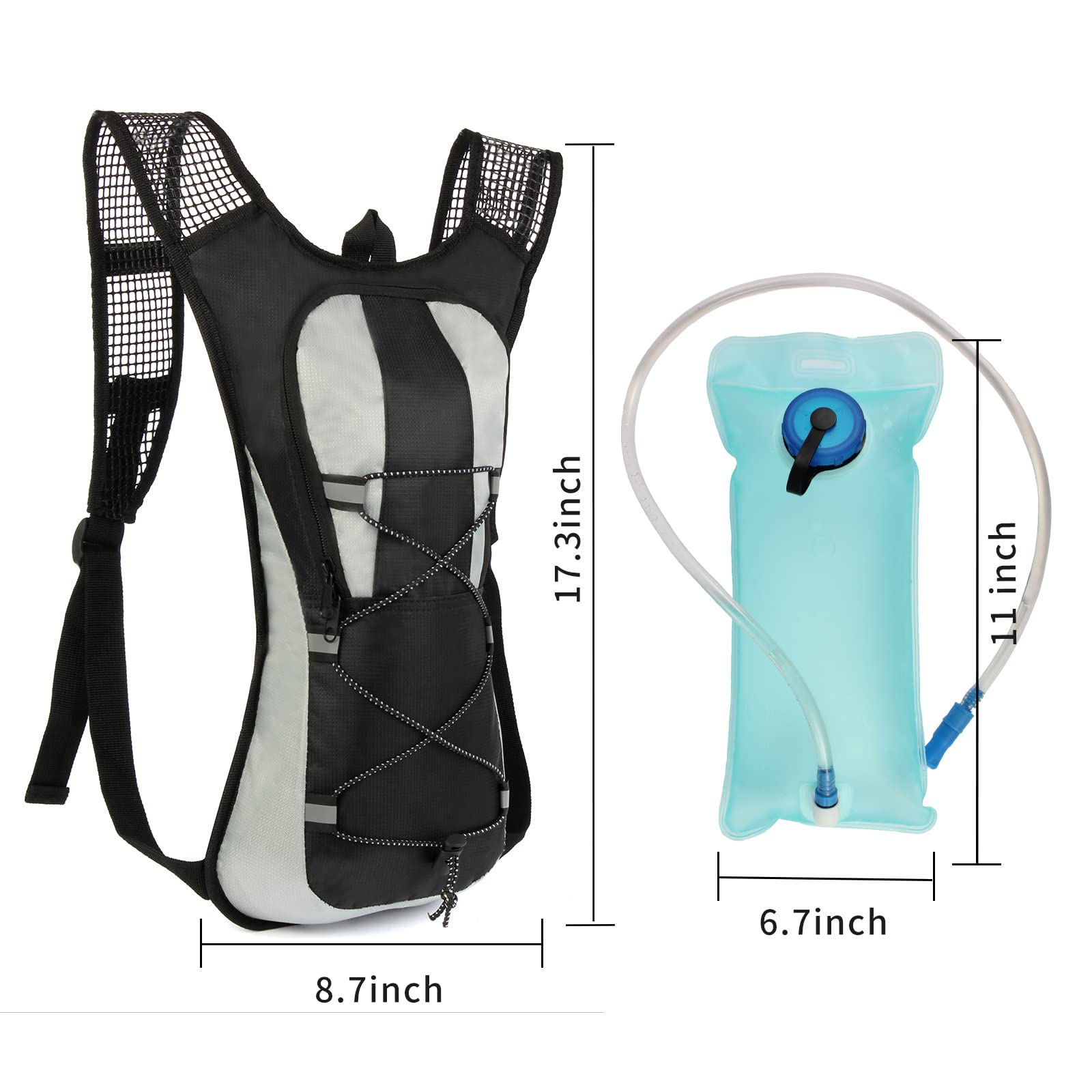2L Hydration Backpack with Insulated Water Bladder - Lightweight Hiking Backpack for Cycling, Running & Rock Climbing - Perfect for Outdoor Adventures & Sports Hydration - Black