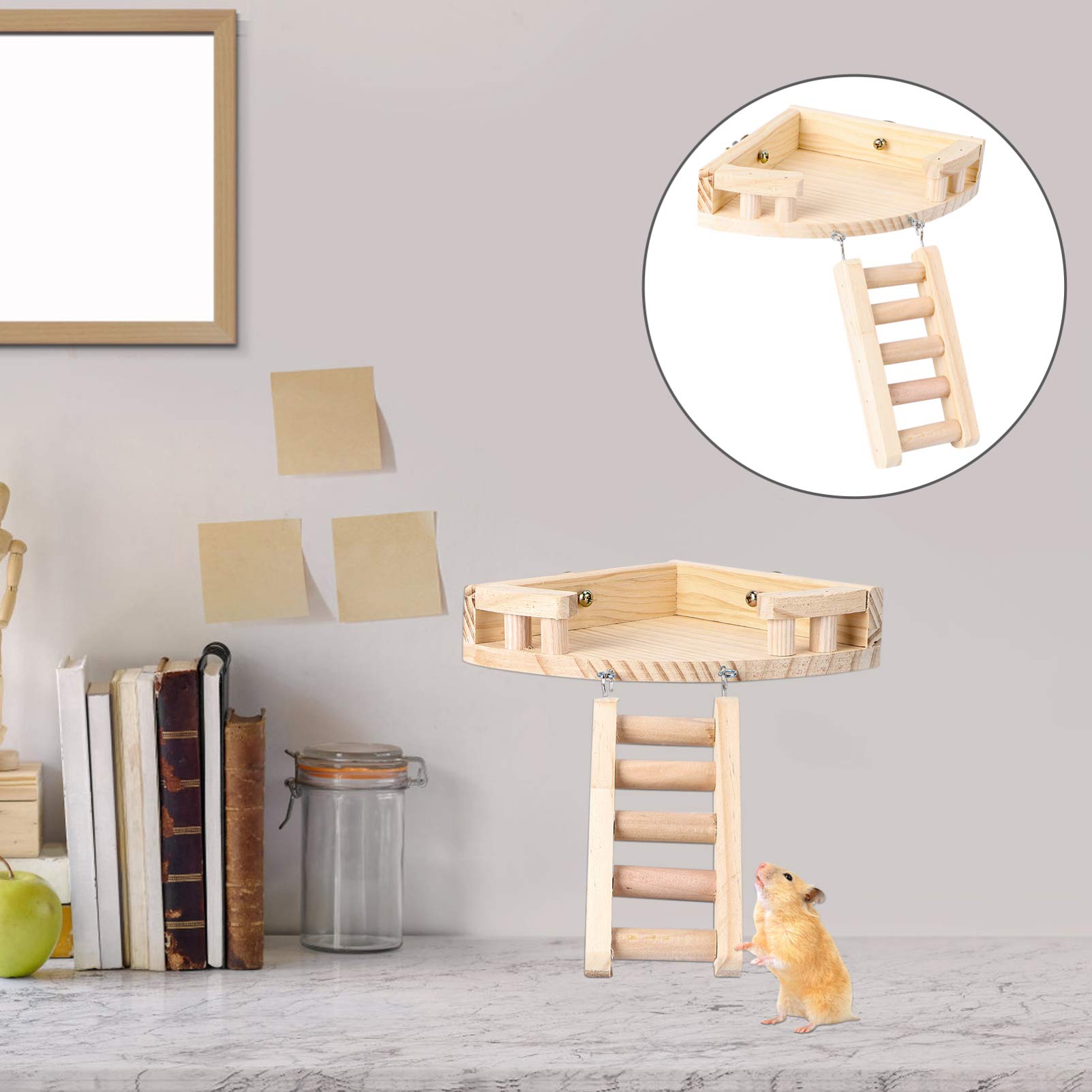 1pc Fan-Shaped Wooden Small Pet Ladder - Hamster Climbing Toy, Parrot & Small Animal Cage Accessories for Play & Exercise | Perfect for Hamster Cages, Bird Playgrounds & Small Pet Enrichment