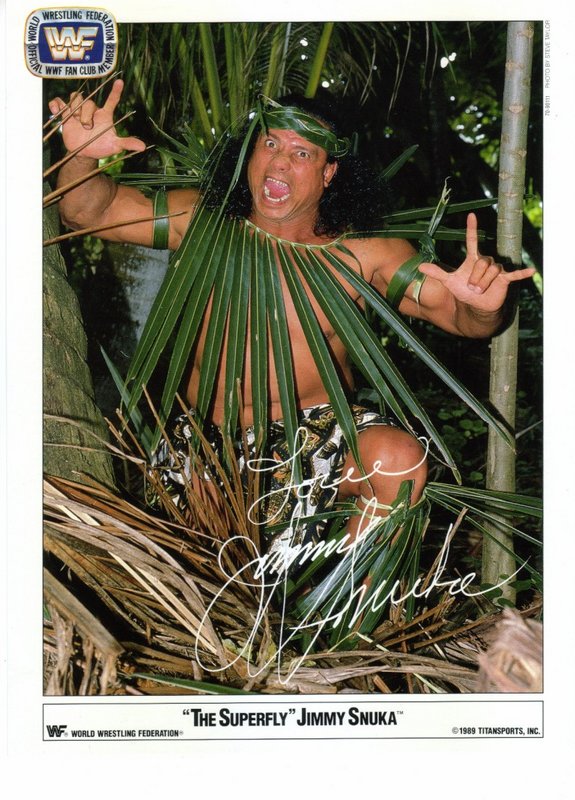 1989 Superfly Jimmy Snuka Fan Club Color Wrestling Memorabilia - Pre-Printed Autograph Collectible for WWE Fans & Wrestling Enthusiasts - Perfect for Display, Gifts, and Wrestling Memorabilia Collections