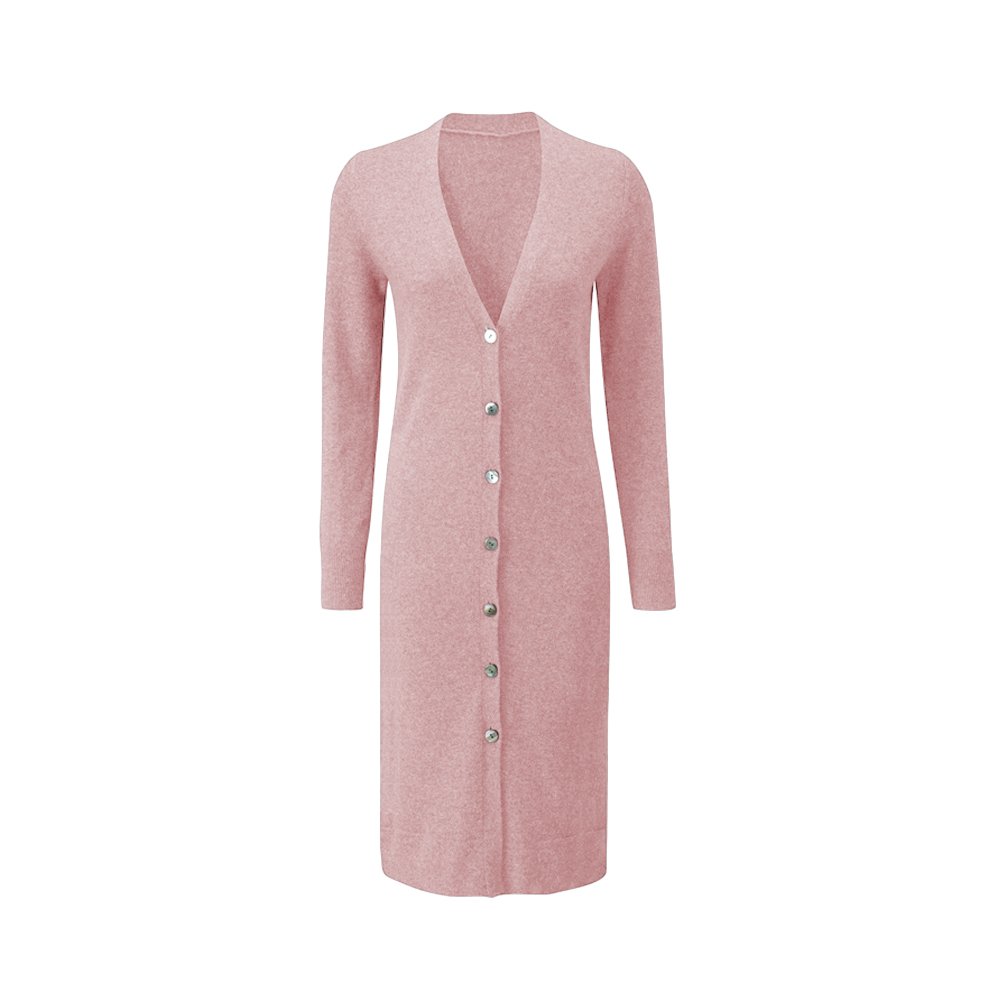 Parisbonbon Women's 100% Cashmere V-Neck Cardigan Sweater - Soft Shell Pink Color, Size S - Perfect for Office Wear, Date Nights & Cozy Winter Outfits