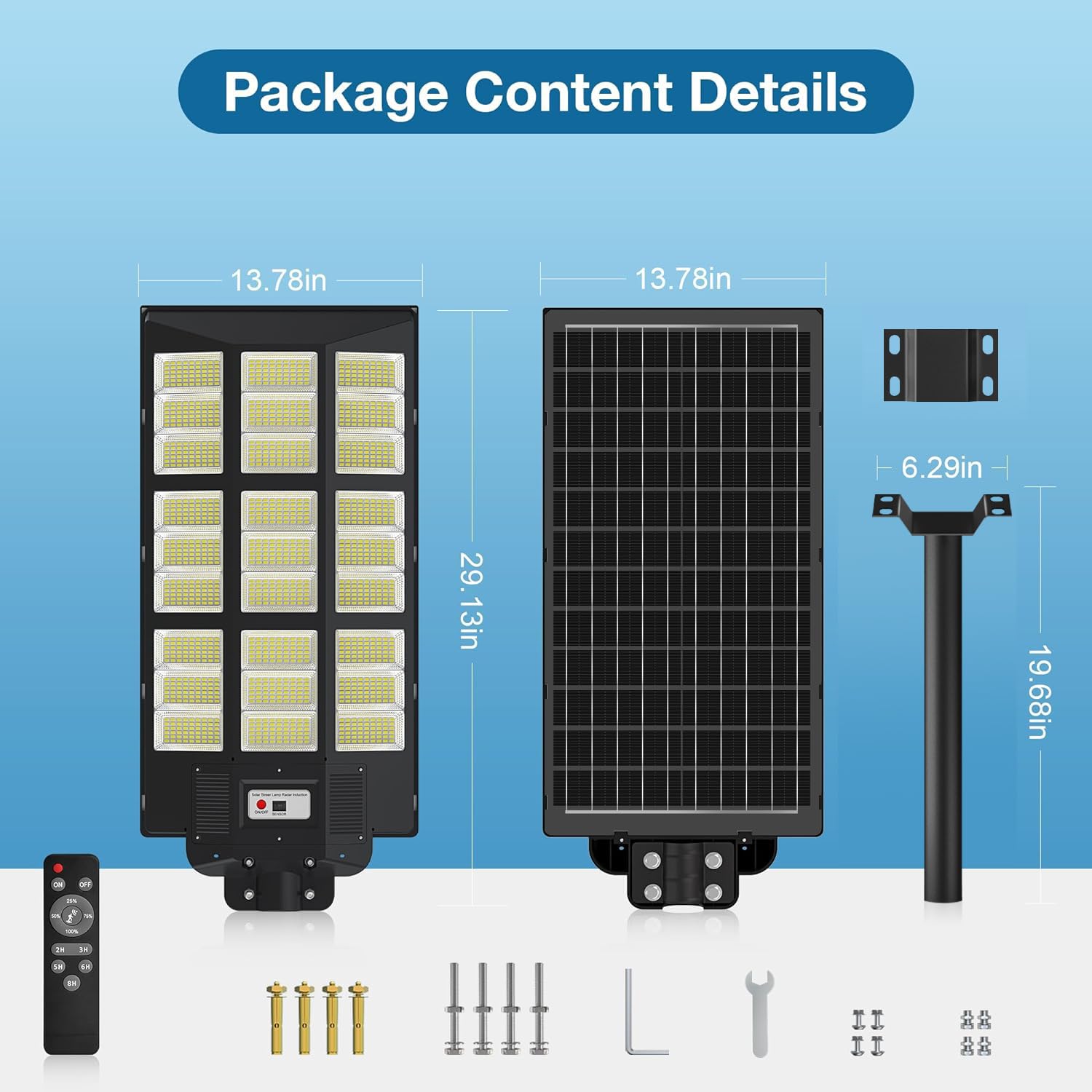 8000W Solar Street Lights Outdoor Waterproof with Motion Sensor - Commercial Solar Parking Lot Lights, Dusk to Dawn LED Street Light for Yard, Garden, Pathway & Driveway | Energy-Efficient Solar Powered Outdoor Lighting for Security & Safety