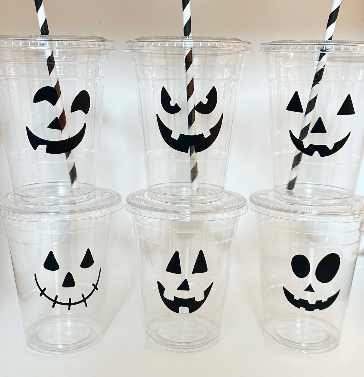 12 Pack Halloween Pumpkin Face Jack O Lantern Cups - Disposable Party Cups for Halloween Decorations, Trick or Treat, and Spooky Themed Parties
