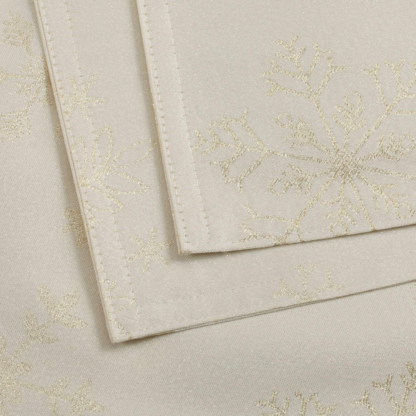 HARORBAY 13 x 108 Inch White Table Runner with Gold Snowflake Embroidery - Elegant Dining Room Table Decor, Kitchen Buffet Scarf, Holiday Party Table Cover - Perfect for Christmas, Winter Weddings & Coffee Table Decor (Crystal Series)