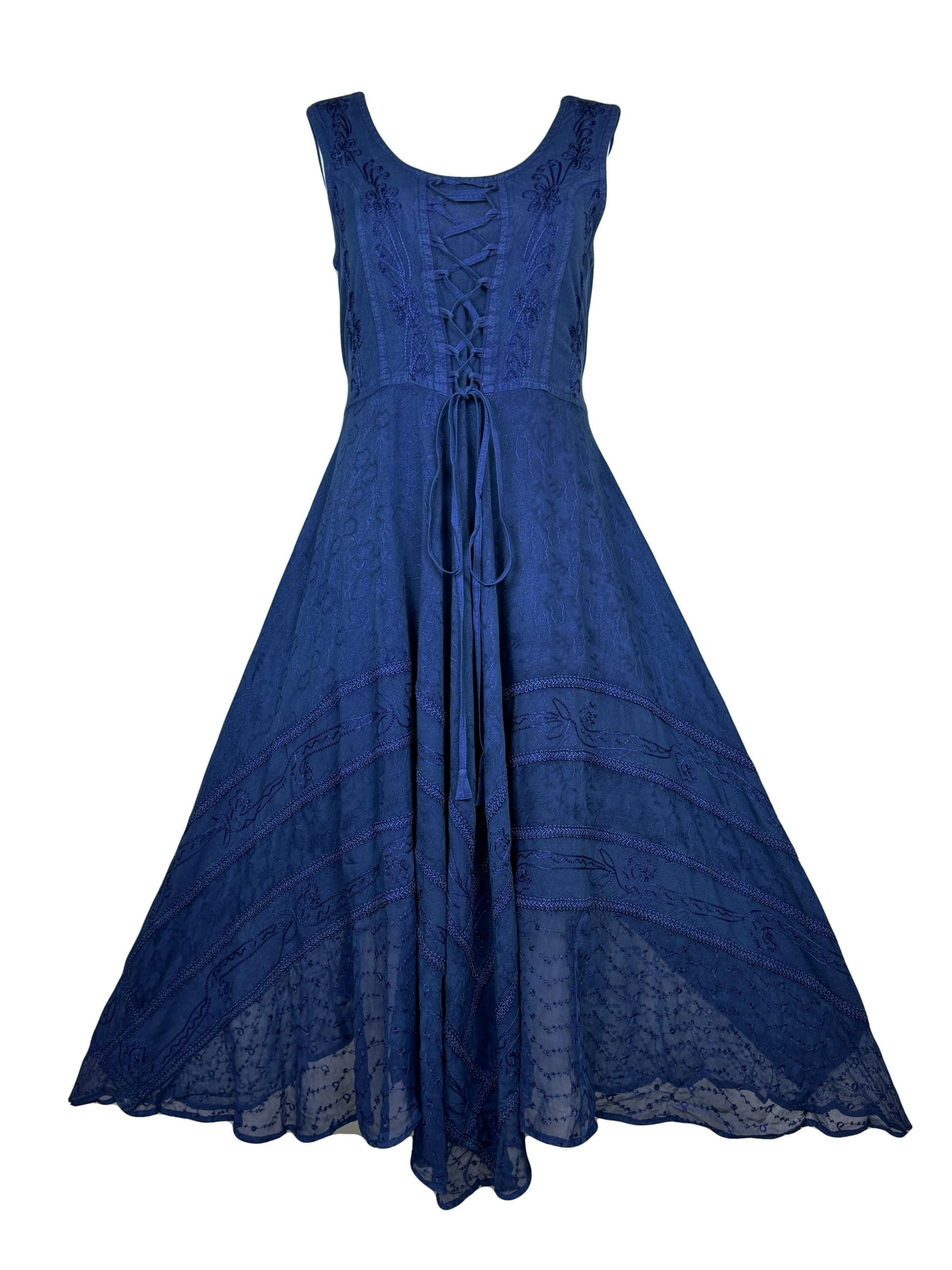 2025 Gothic Corset Smocked Maxi Dress for Women - Sleeveless Embroidered Summer Dress with Twirl Design | Perfect for Spring/Summer Weddings, Parties & Gothic Fashion