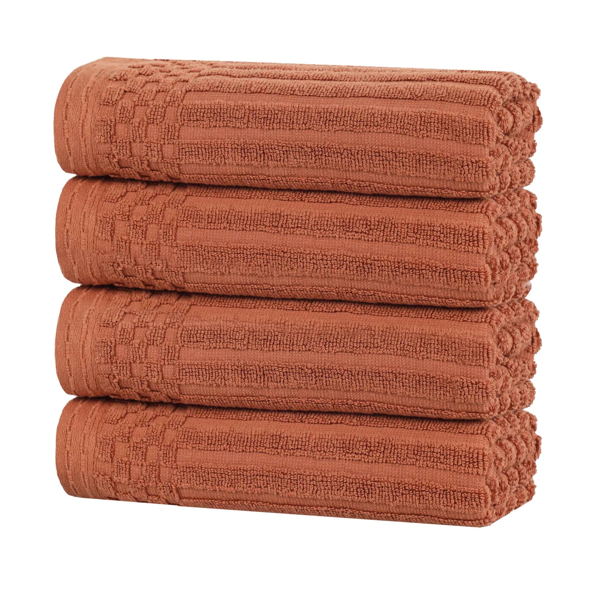 Premium Soho Ribbed Cotton Hand Towel Set - 4-Piece Ultra Absorbent Bath Towels for Kitchen, Bathroom & Gym - Soft & Quick-Drying
