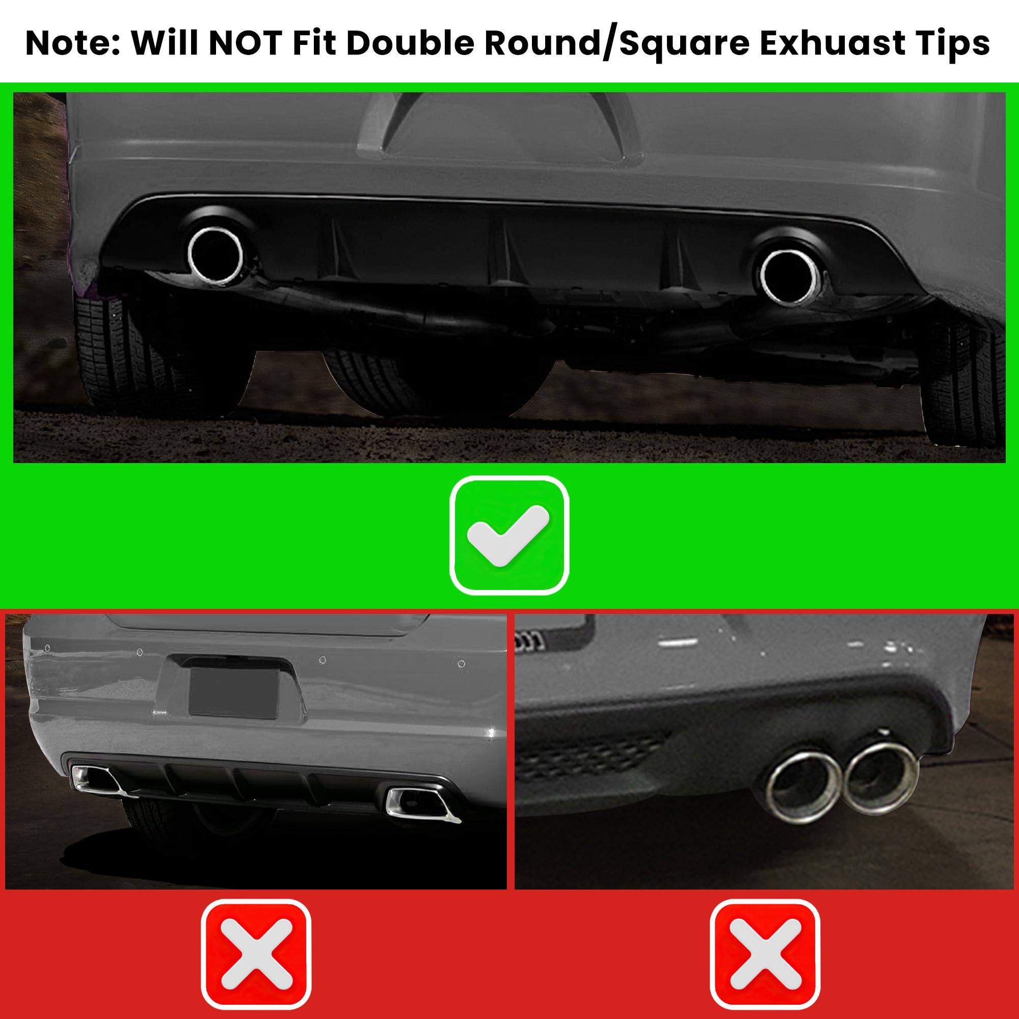 HECASA Matte Black Rear Diffuser for 2012-2014 Dodge Charger SRT8 | V2 Style Rear Bumper Lip Splitter Valance | Enhances Aerodynamics & Sporty Look | Perfect for Car Upgrades & Racing Enthusiasts