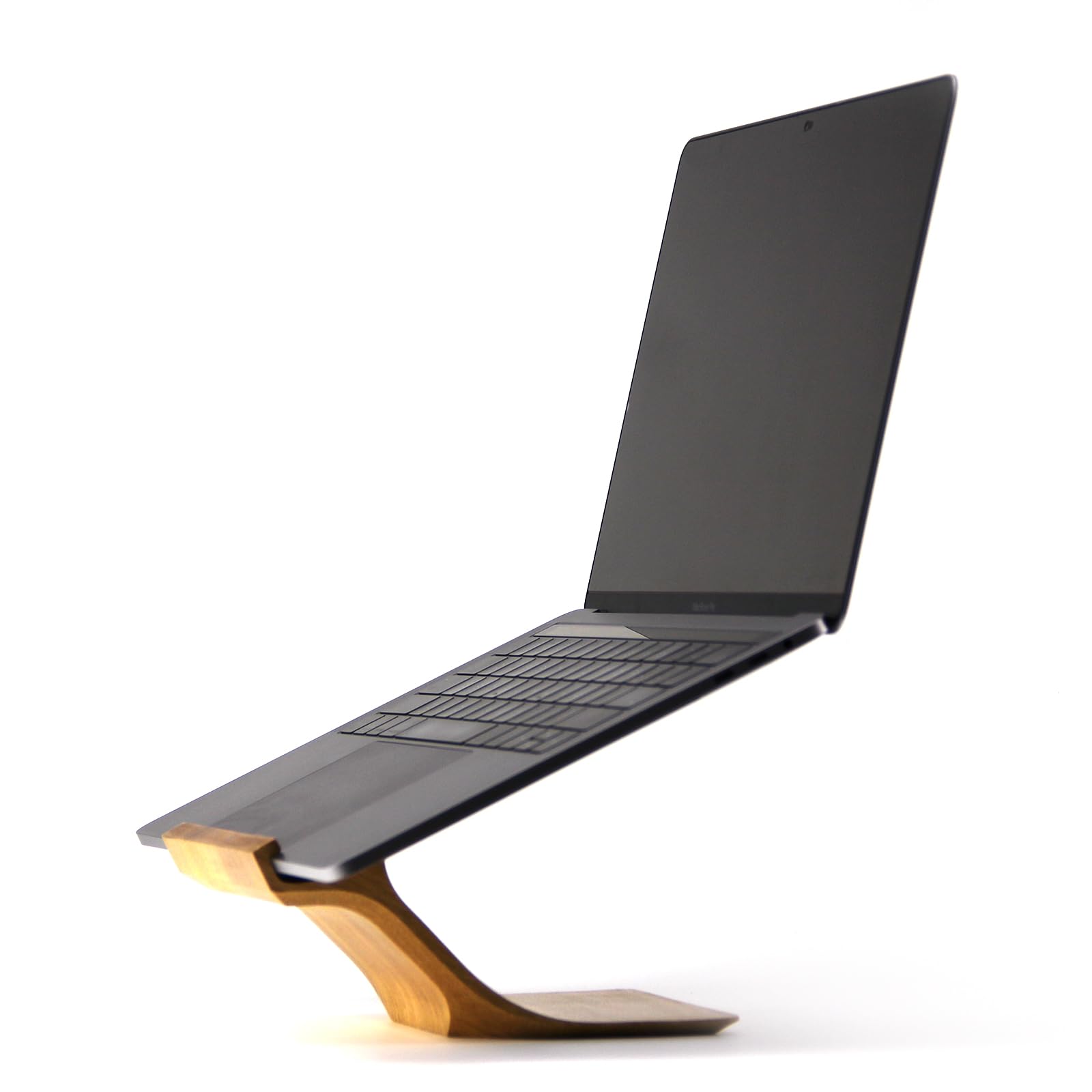 XDK Wooden Laptop Stand for Desk - Ergonomic Adjustable Riser for MacBook, Notebook & Aluminum Laptops up to 15 Inches - Portable Computer Holder for Home Office, Workstation & Coffee Shop Use