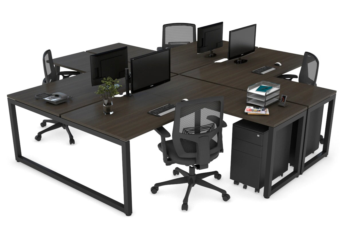 Quadro Loop Legs 4-Person Corner Workstation Desk - 1600L x 1800W with Cable Management Scallop | Office Furniture for Collaborative Workspaces & Team Meetings