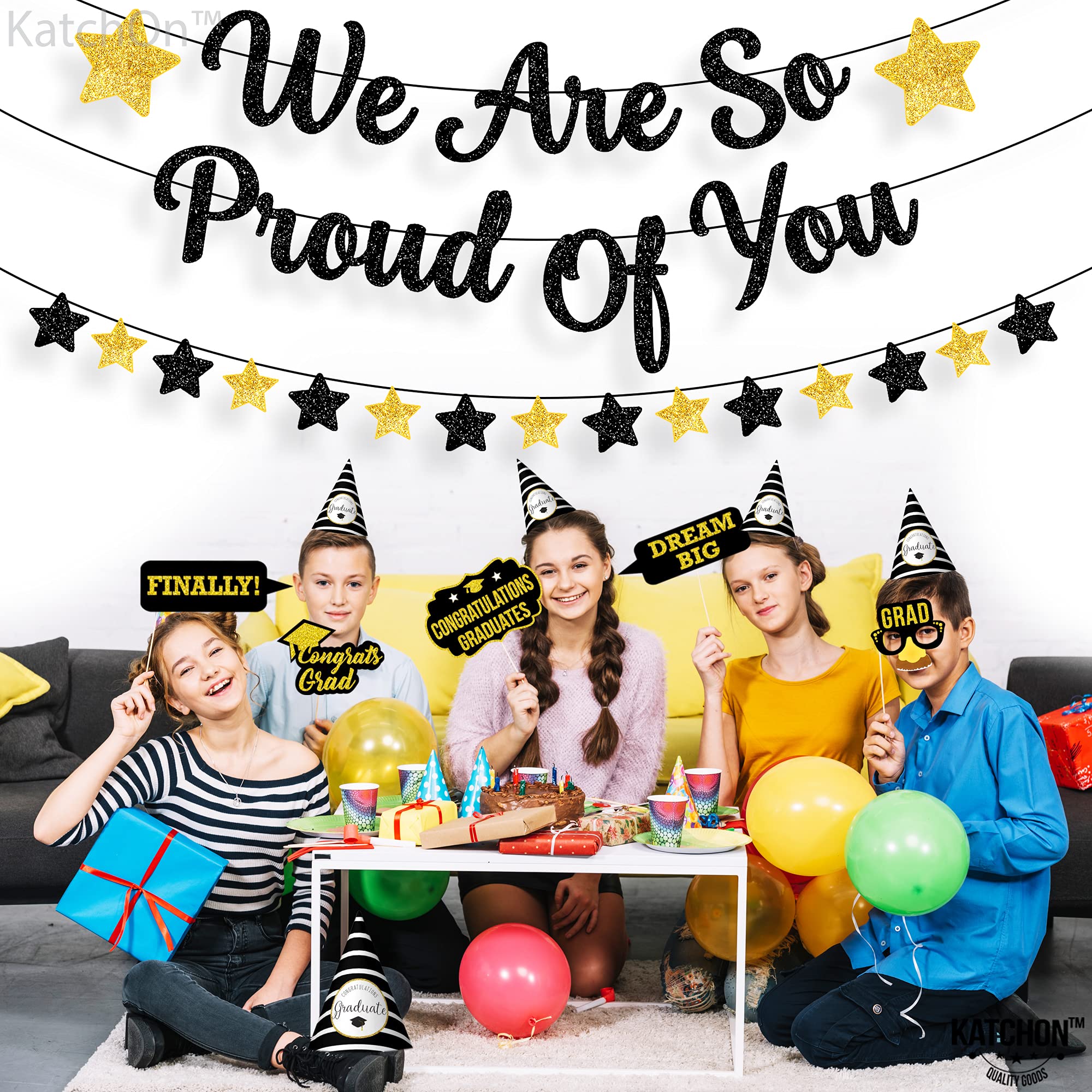 KatchOn 'We Are So Proud of You' Glitter Banner - 10ft Graduation Decor for Class of 2025 | No DIY Required | Perfect for Graduation Parties, School Events & Celebration Backdrops
