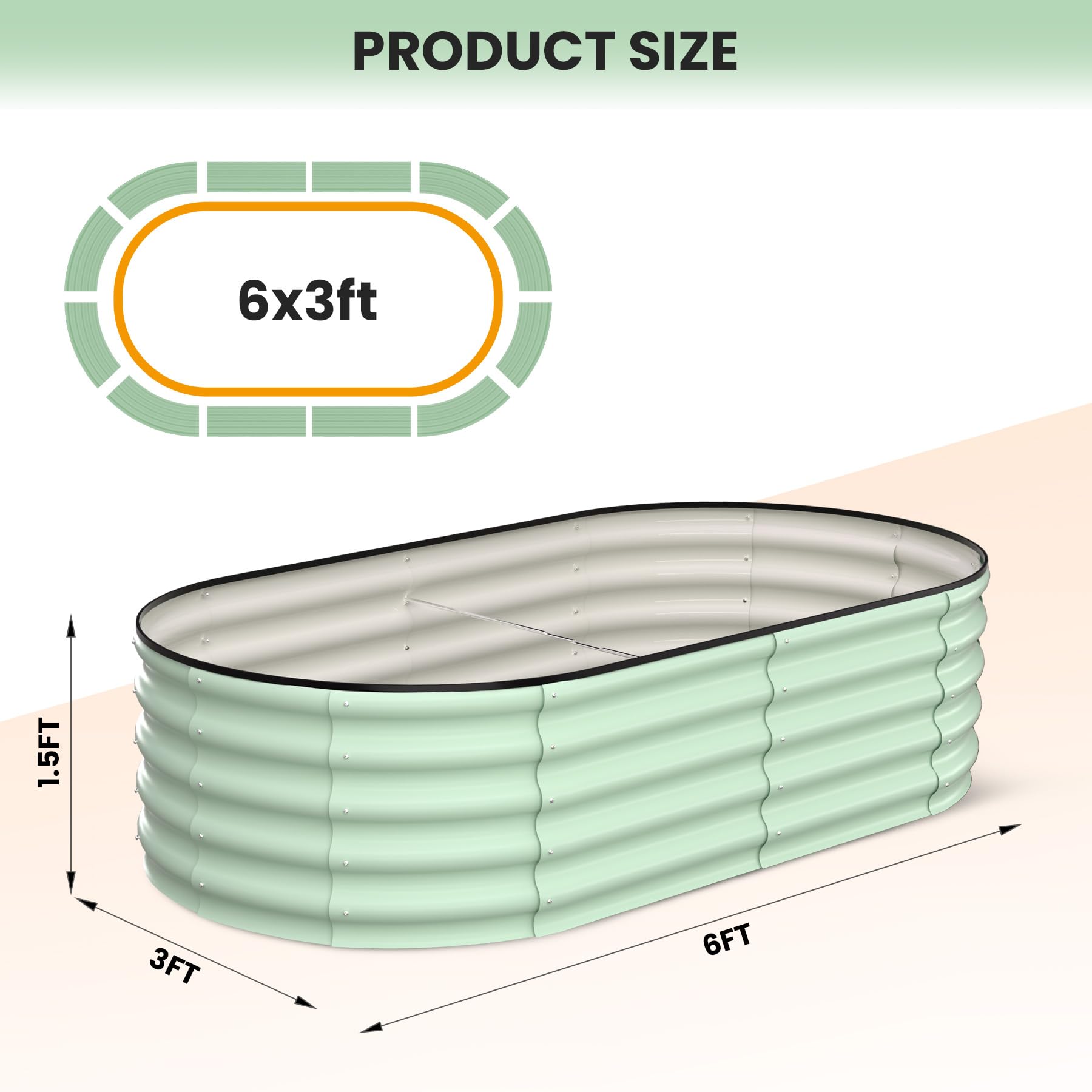 GARVEE 2 Pack 6'x3'x1.5' Oval Galvanized Steel Raised Garden Beds - Open Base Metal Planter Boxes for Vegetables, Flowers & Herbs - Easy Tool-Free Assembly - Large Outdoor Gardening Containers for Backyard, Patio & Urban Farming