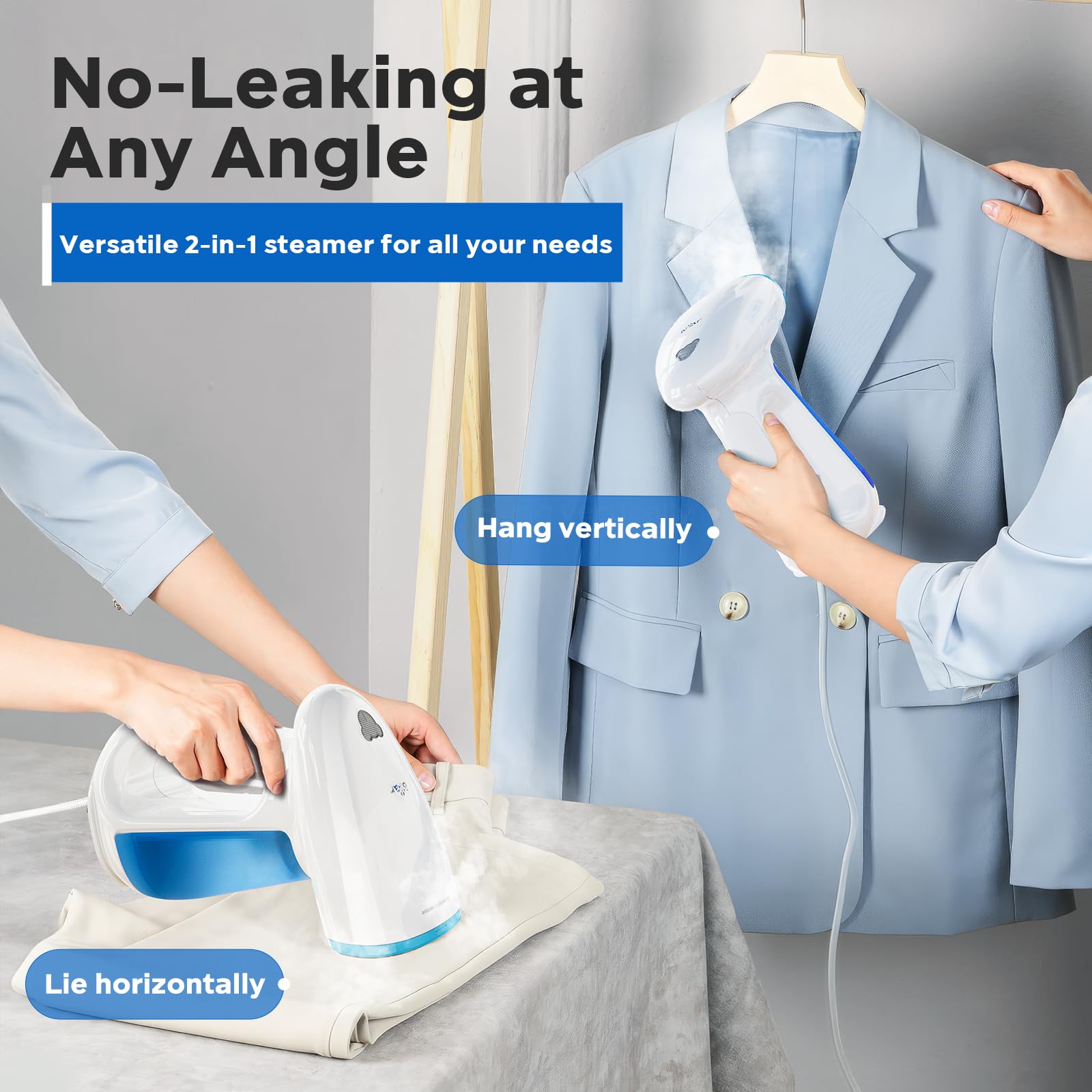 1300W Powerful Handheld Clothes Steamer - Fast Heating Garment Steamer with 230ml Large Water Tank, Auto Shut-Off & Brush Attachment - Perfect for Wrinkle Removal at Home, Travel, Office & Wedding Dress Care