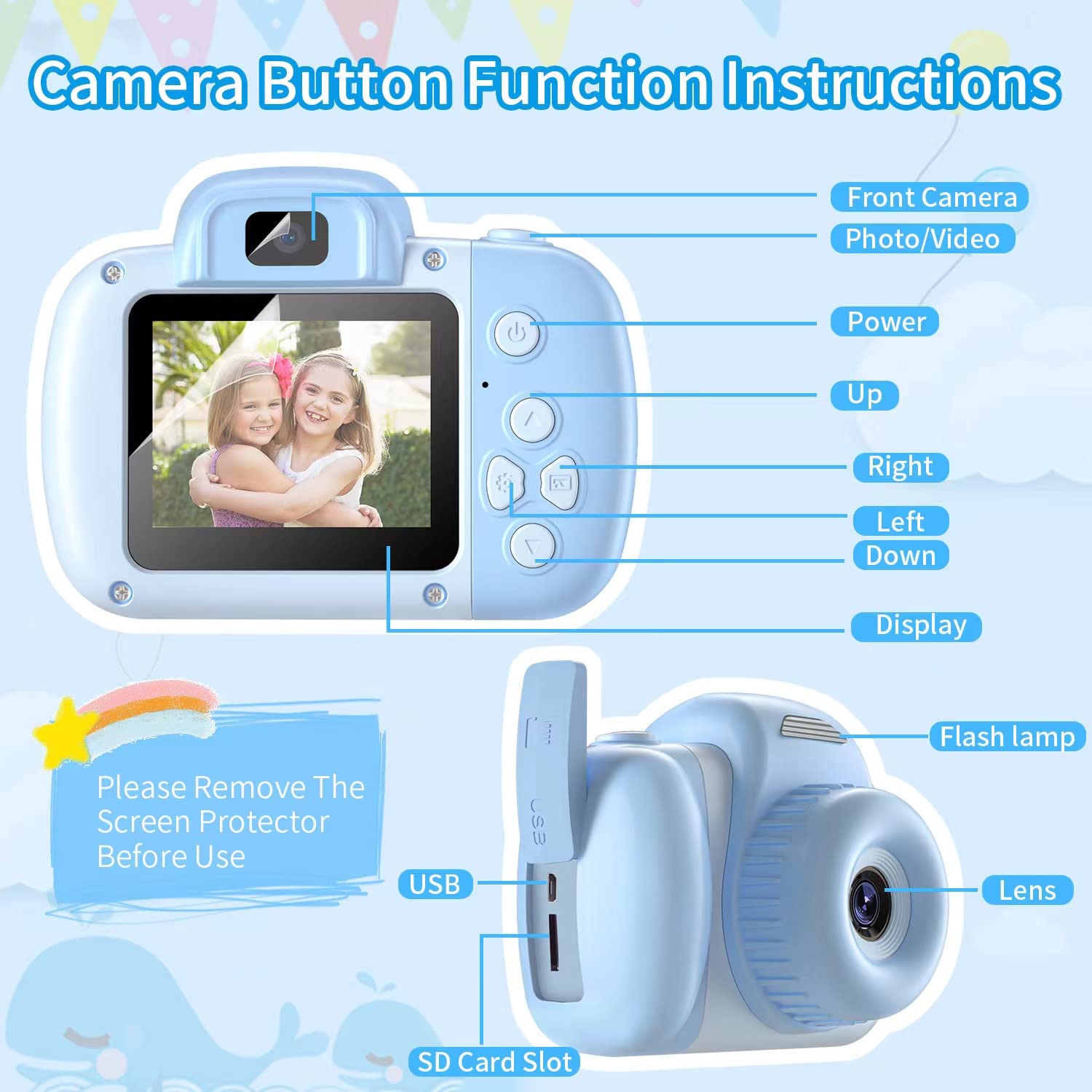 HAONIU 48MP Kids Digital Camera with 2.0