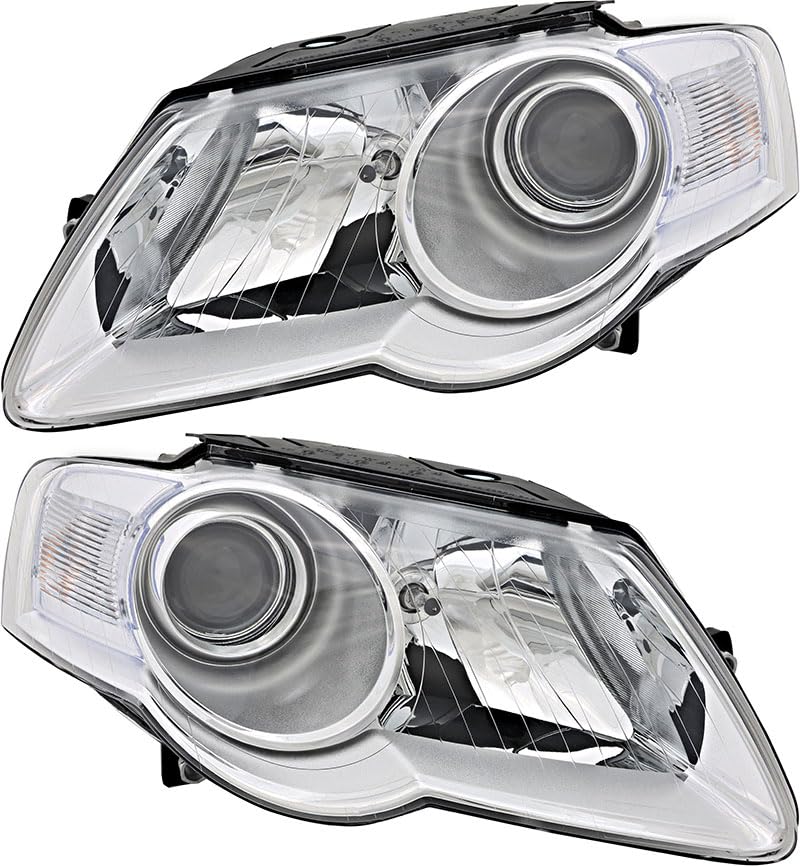 Volkswagen Passat Headlights Replacement Set - Halogen Headlamps for Driver & Passenger Side (2006-2009 Models) - Perfect for Night Driving & Foggy Conditions