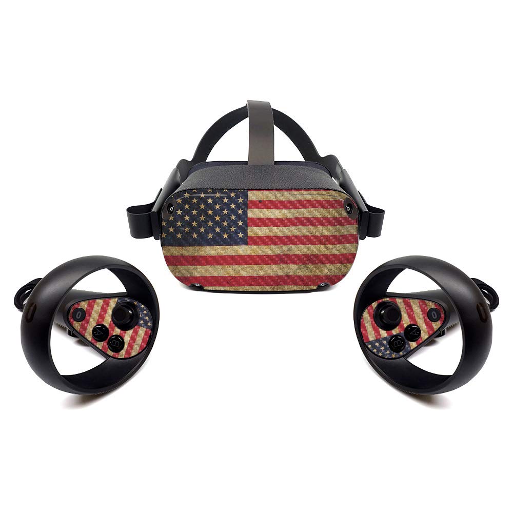 Premium Carbon Fiber Skin for Oculus Quest 2 - Vintage Flag Design | Protective & Durable Textured Cover | Easy to Apply & Remove | Made in USA | Perfect for Gaming, VR Protection & Customization