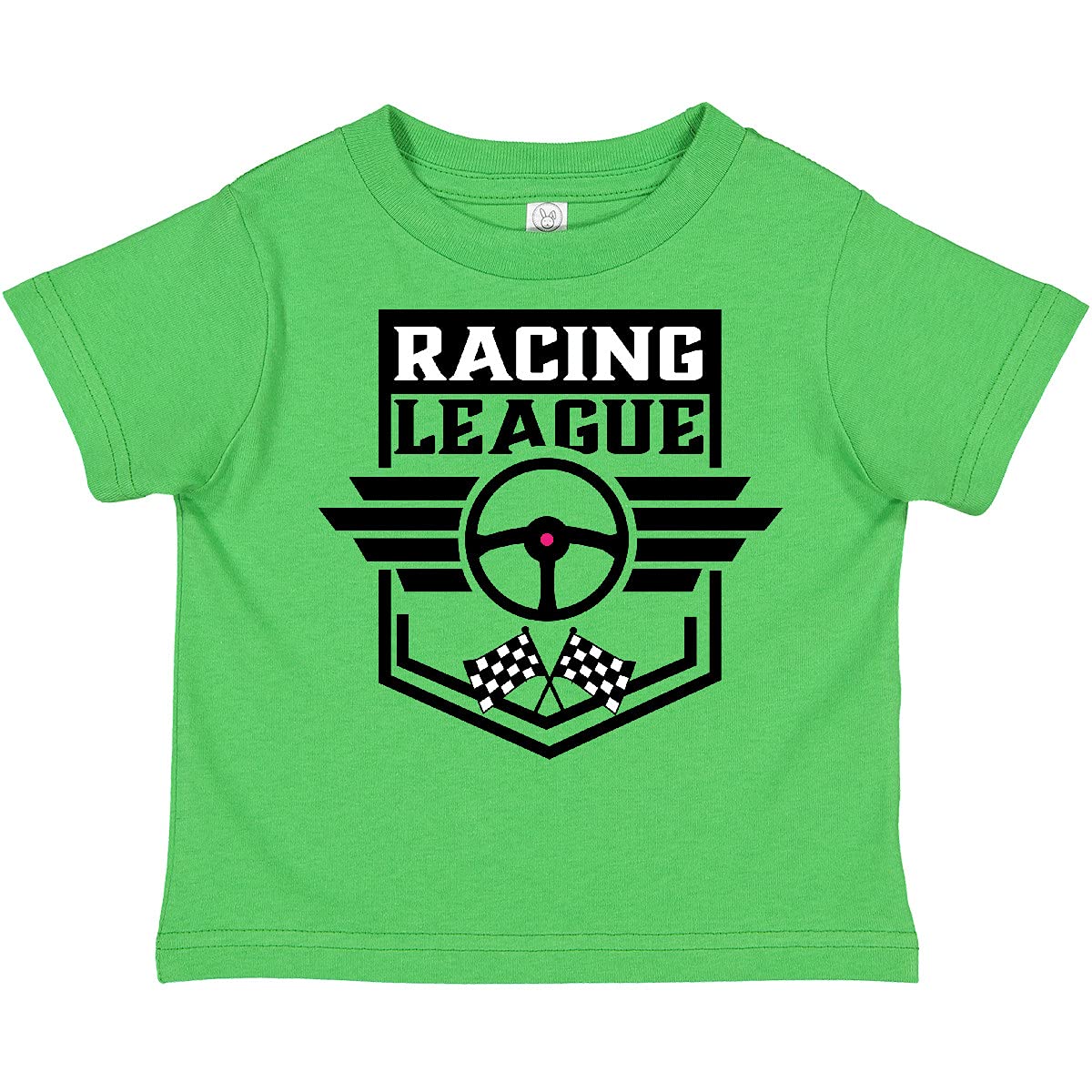 Inktastic Racing League with Race Car Wheel and Wings Toddler T-Shirt - Cute Boys' Graphic Tee for Toddlers, Kids & Baby - Perfect for Birthday, Playdates & Racing Theme Parties