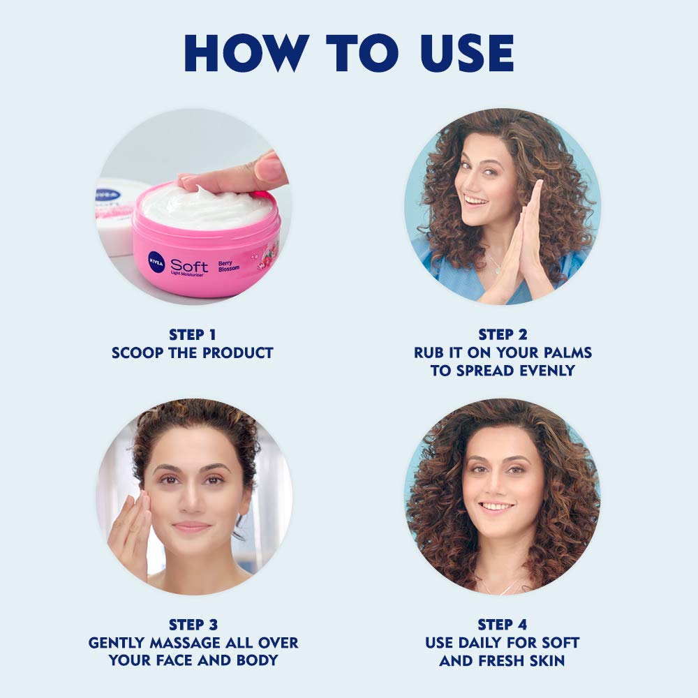 NIVEA Soft Light Moisturizing Cream with Berry Blossom - 100ml Hydrating Face Cream for Dry & Sensitive Skin | NIVEA Milk Delights Rosewater Face Wash for Sensitive Skin - 100ml Gentle Cleanser | Daily Skincare Routine for Soft, Glowing Skin