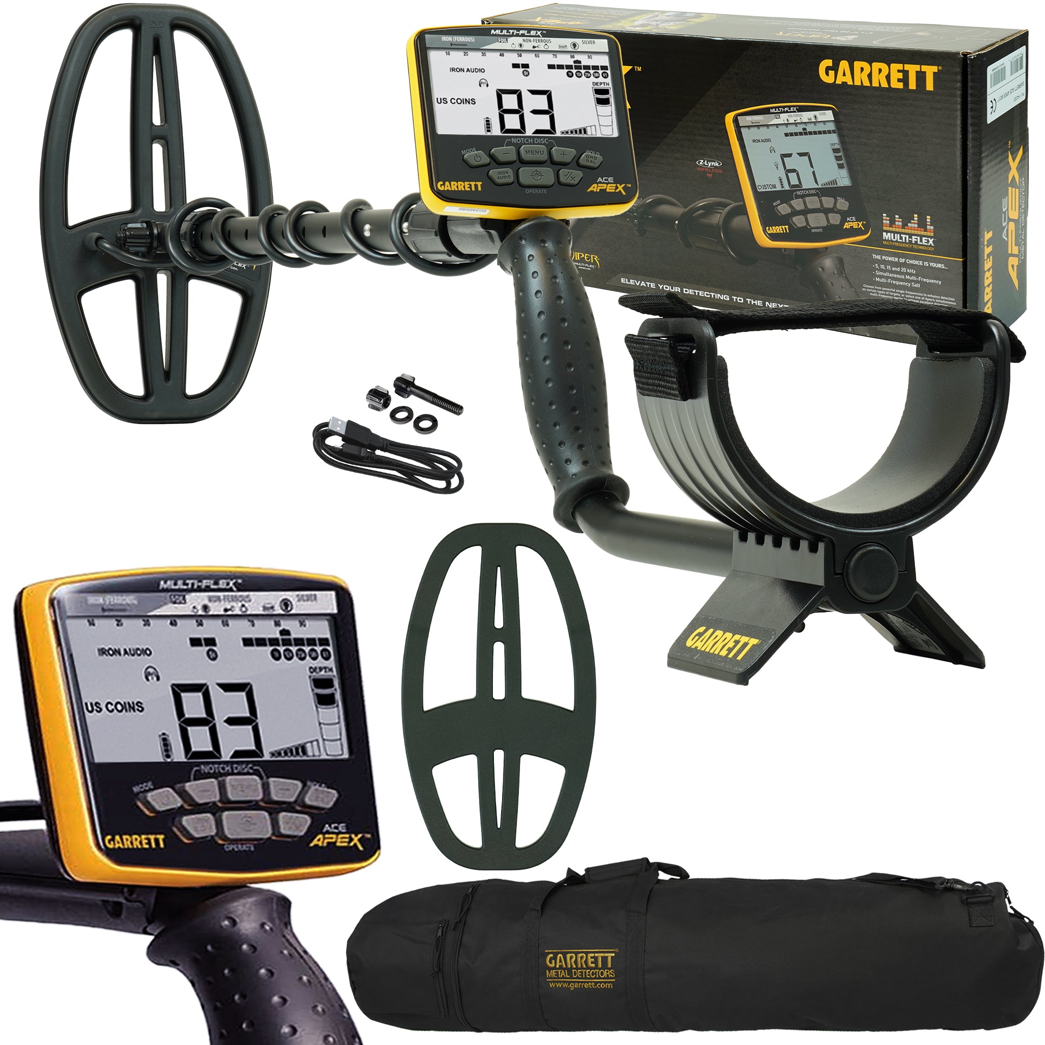Garrett ACE APEX Metal Detector with Waterproof Coil & Wireless Headphones | Professional Metal Detector for Treasure Hunting, Gold Prospecting & Beach Searching | Includes Durable Garrett Carry Bag for Outdoor Adventures
