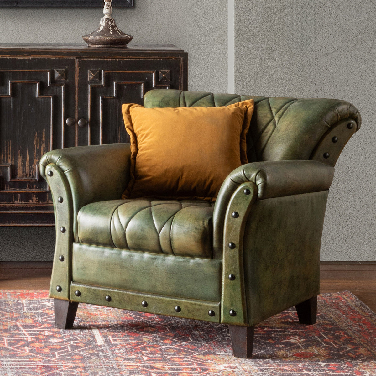 Premium Bradford Leather Armchair - Genuine Leather High Back Executive Office Chair with Lumbar Support - Perfect for Home Office, Study & Conference Rooms